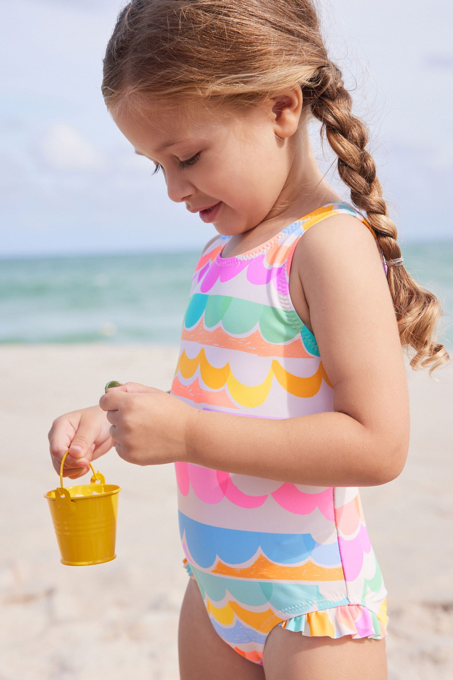 Multi Scallop Rainbow Frill Swimsuit (3mths-7yrs)