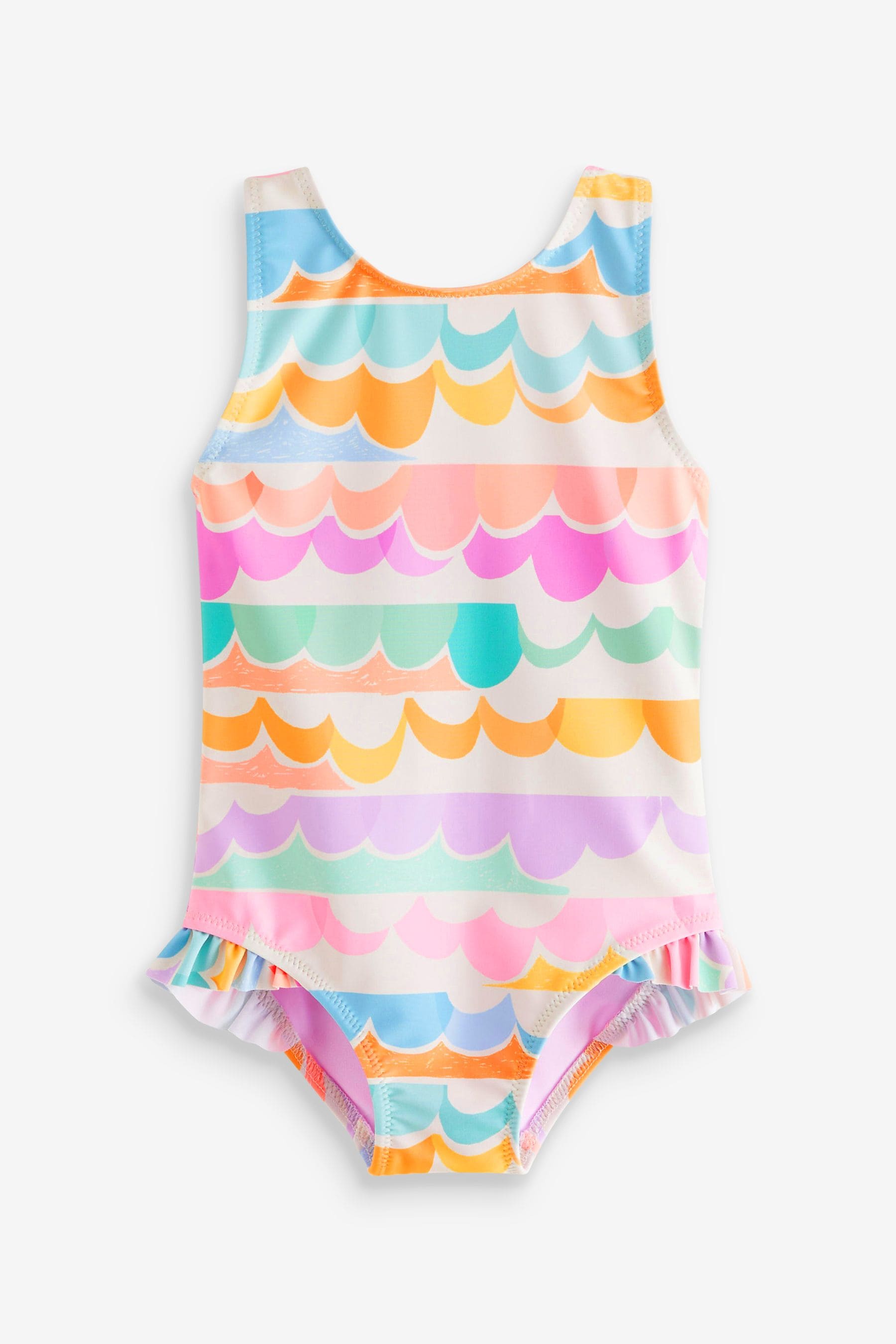 Multi Scallop Rainbow Frill Swimsuit (3mths-7yrs)