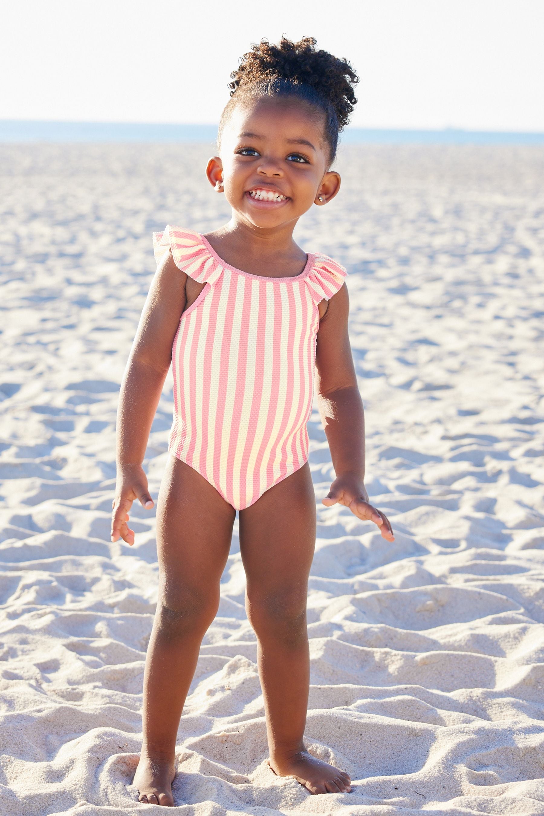 Pink Frill Sleeve Swimsuit (3mths-7yrs)