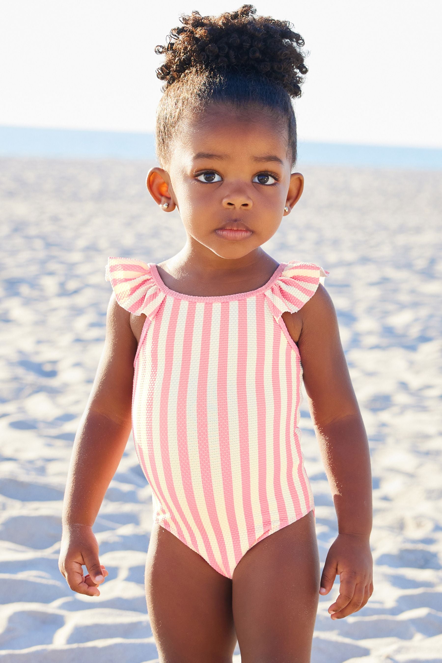 Pink Frill Sleeve Swimsuit (3mths-7yrs)