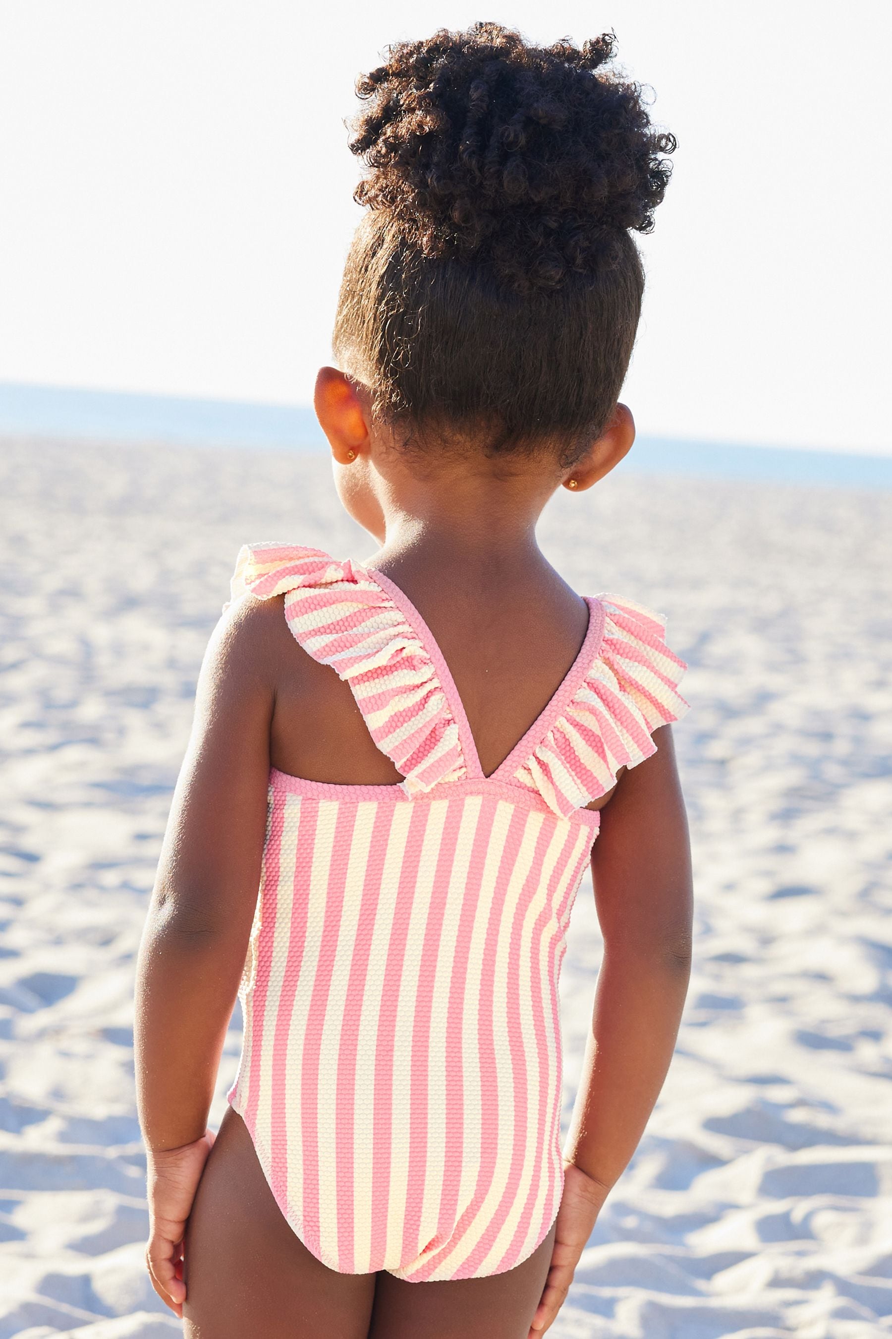 Pink Frill Sleeve Swimsuit (3mths-7yrs)