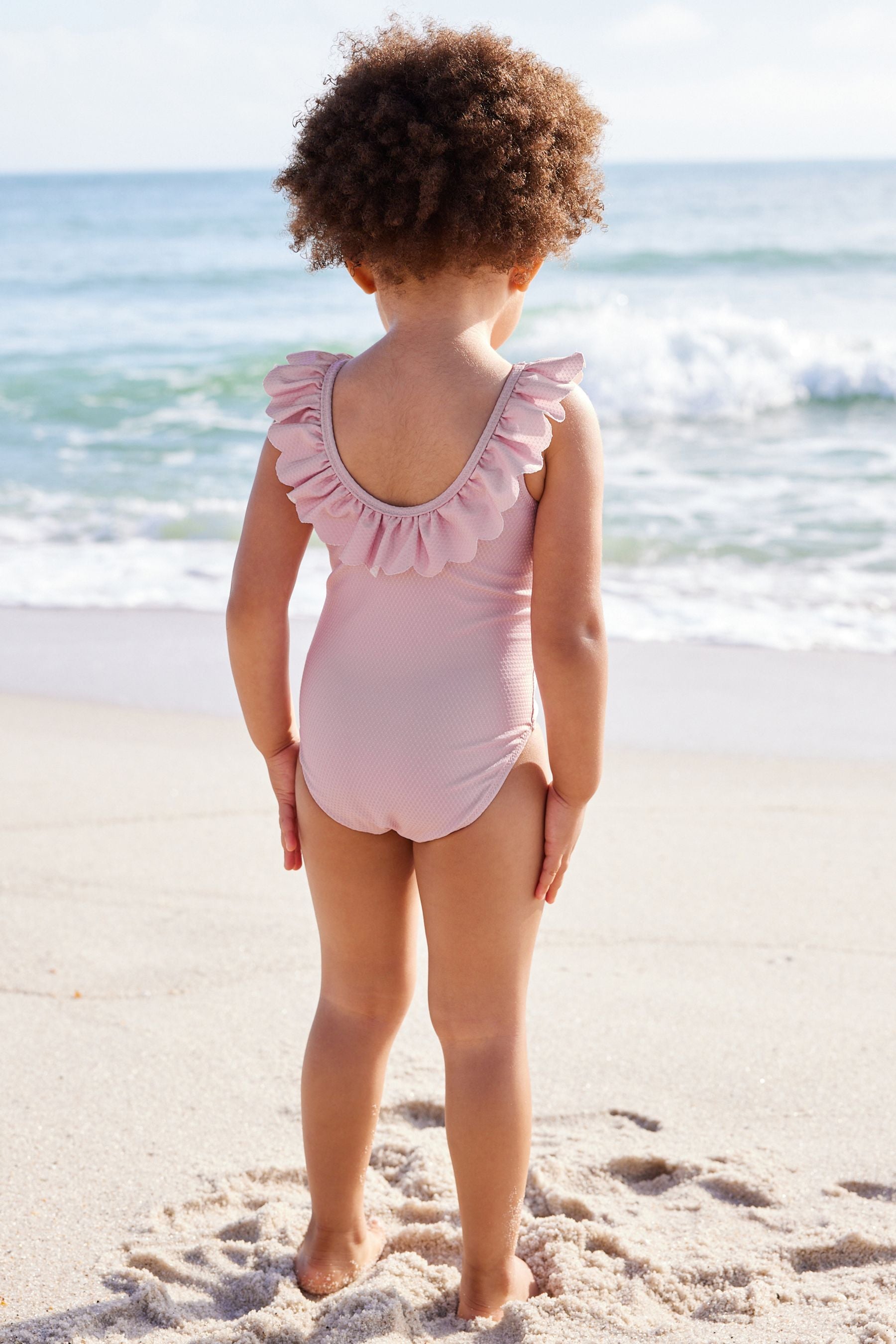 Pink Textured Frill Swimsuit (3mths-10yrs)