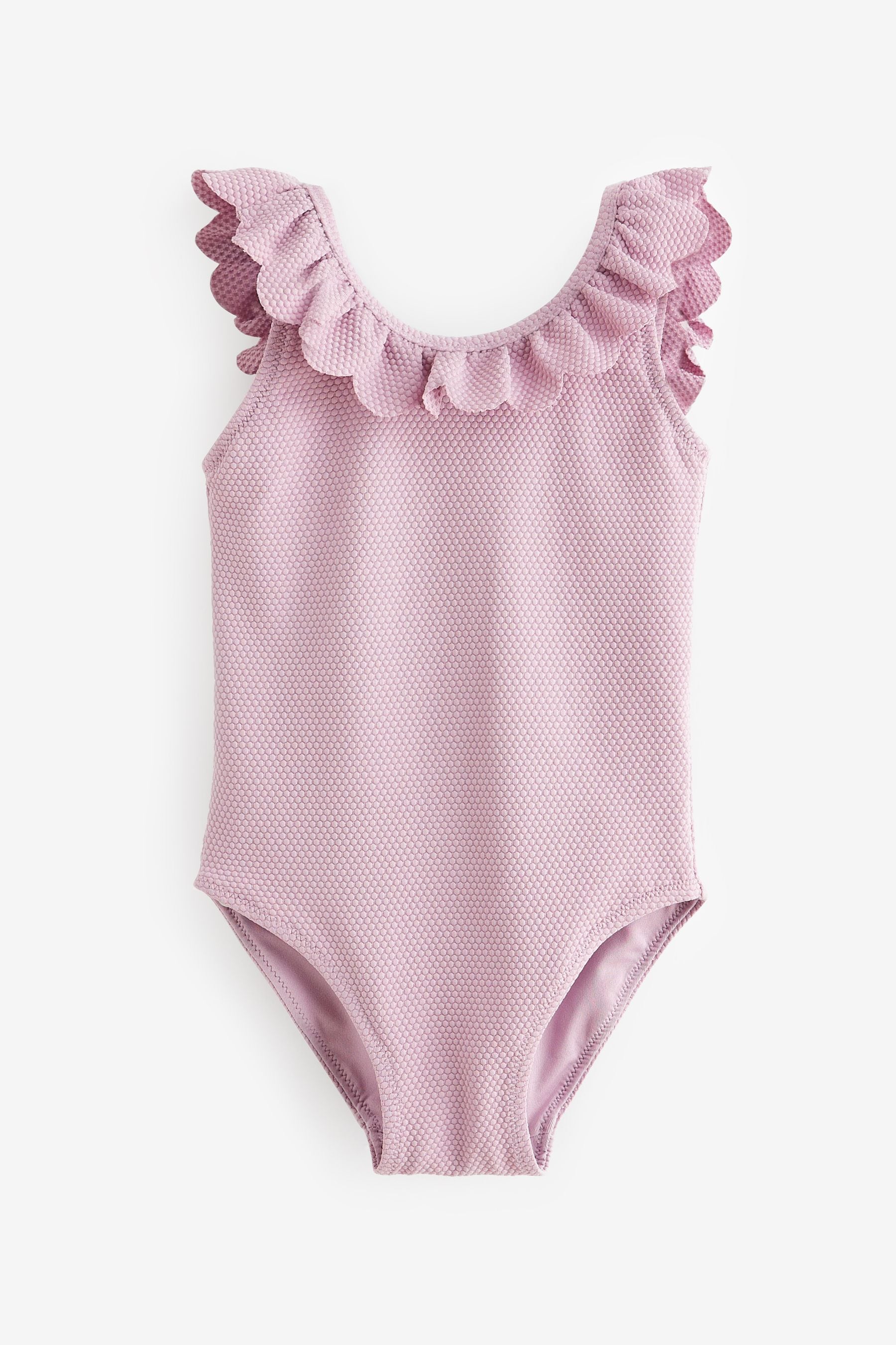 Pink Textured Frill Swimsuit (3mths-10yrs)