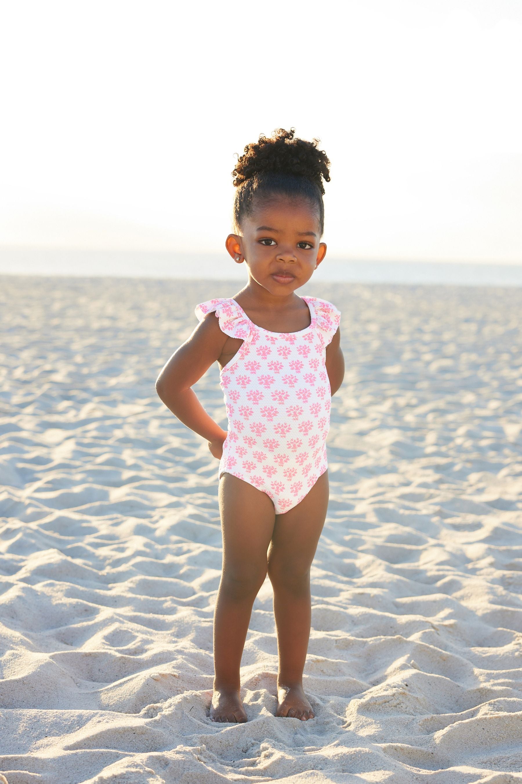 Pink Floral Frill Swimsuit (3mths-7yrs)