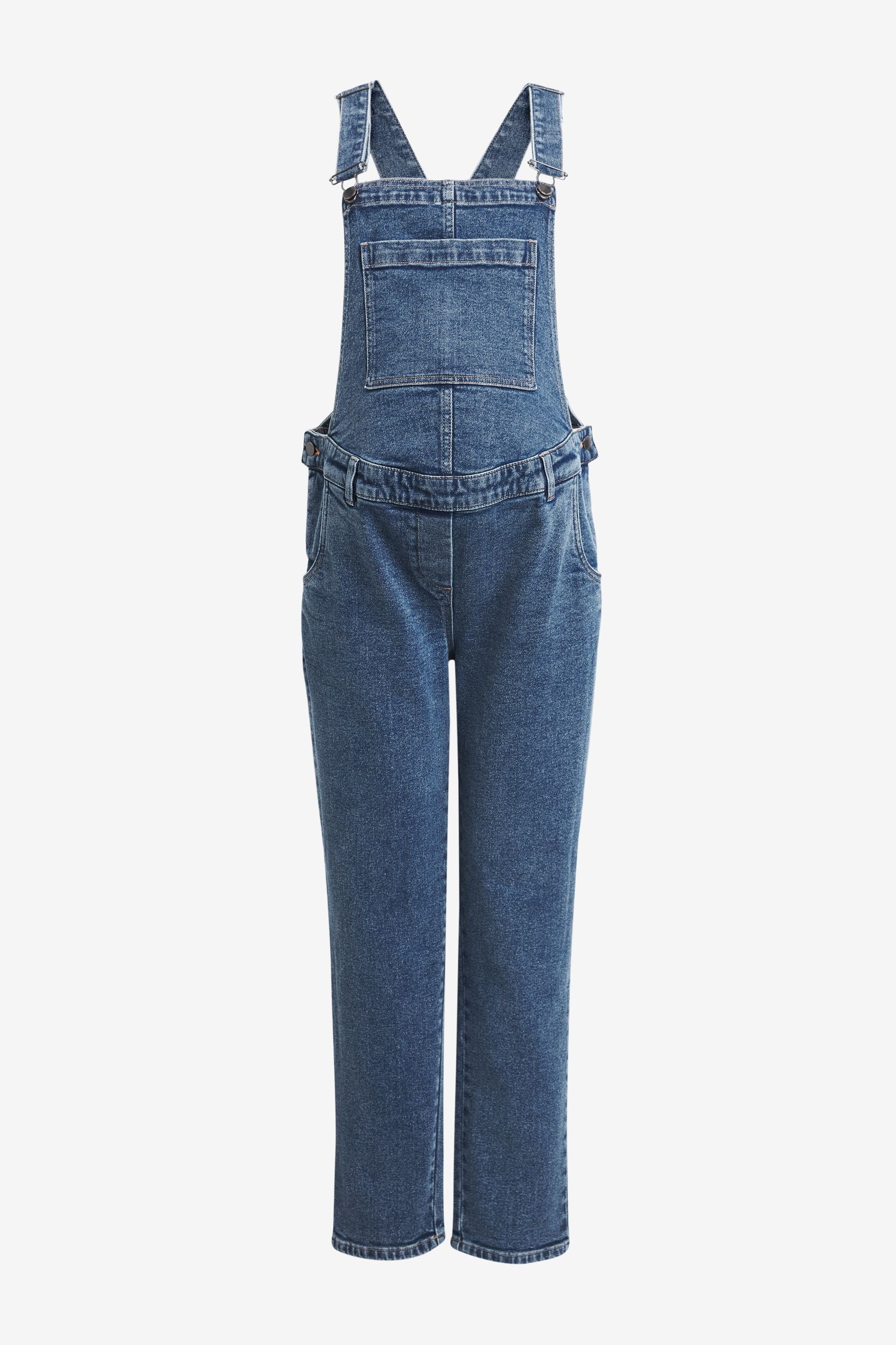 Mid Blue Maternity Denim Dungarees