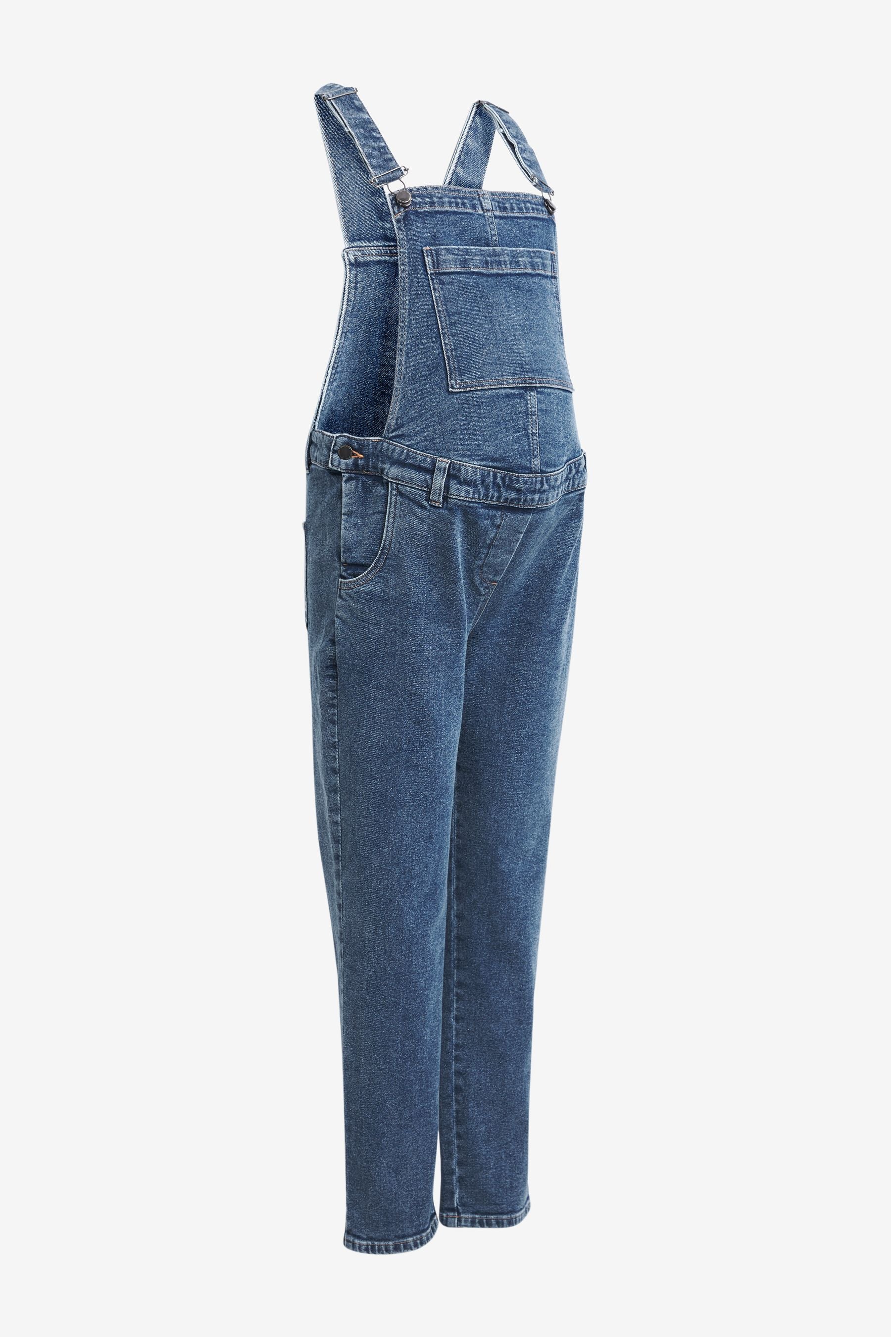 Mid Blue Maternity Denim Dungarees