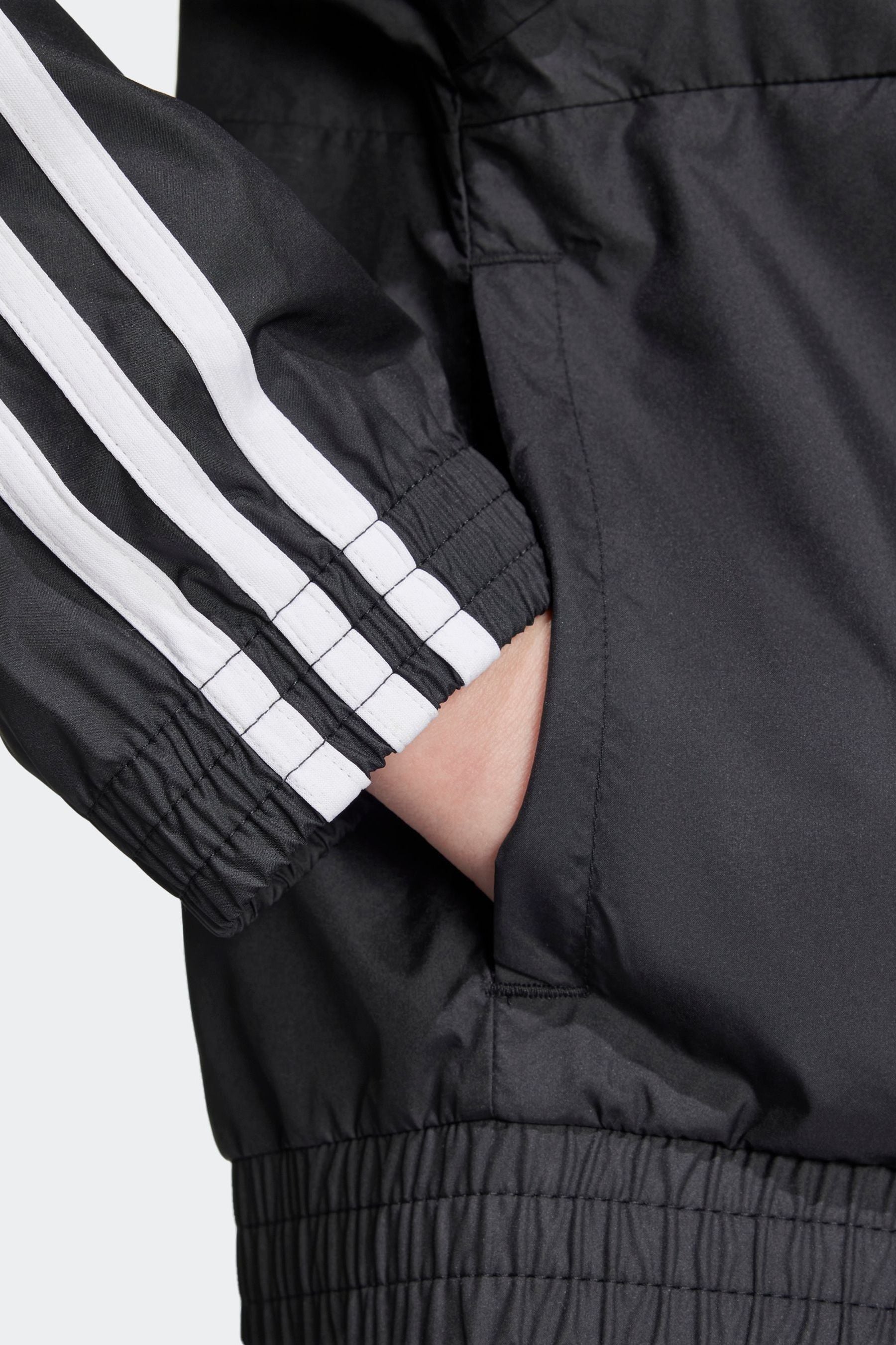 adidas Black Kids 3 Stripe Essentials Jacket