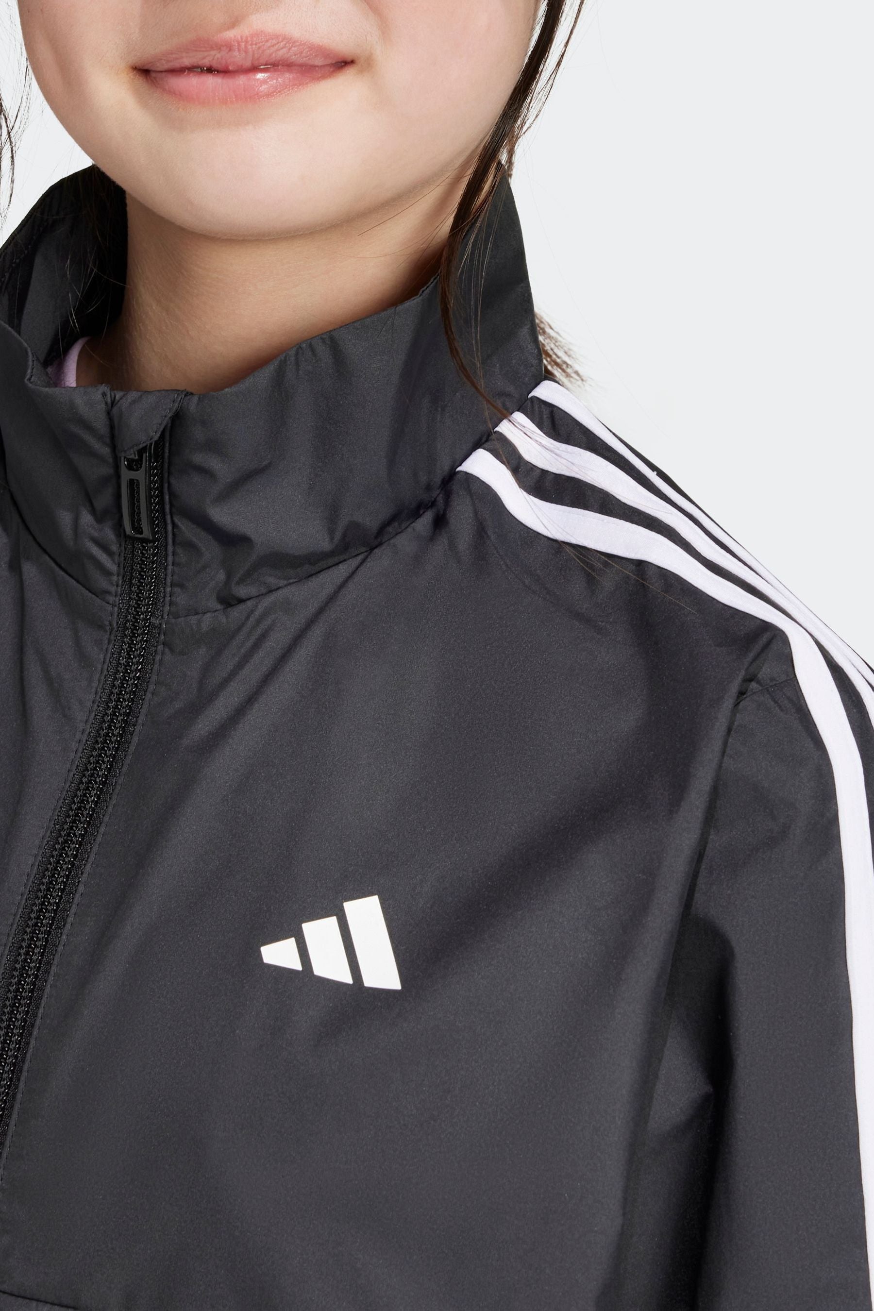 adidas Black Kids 3 Stripe Essentials Jacket