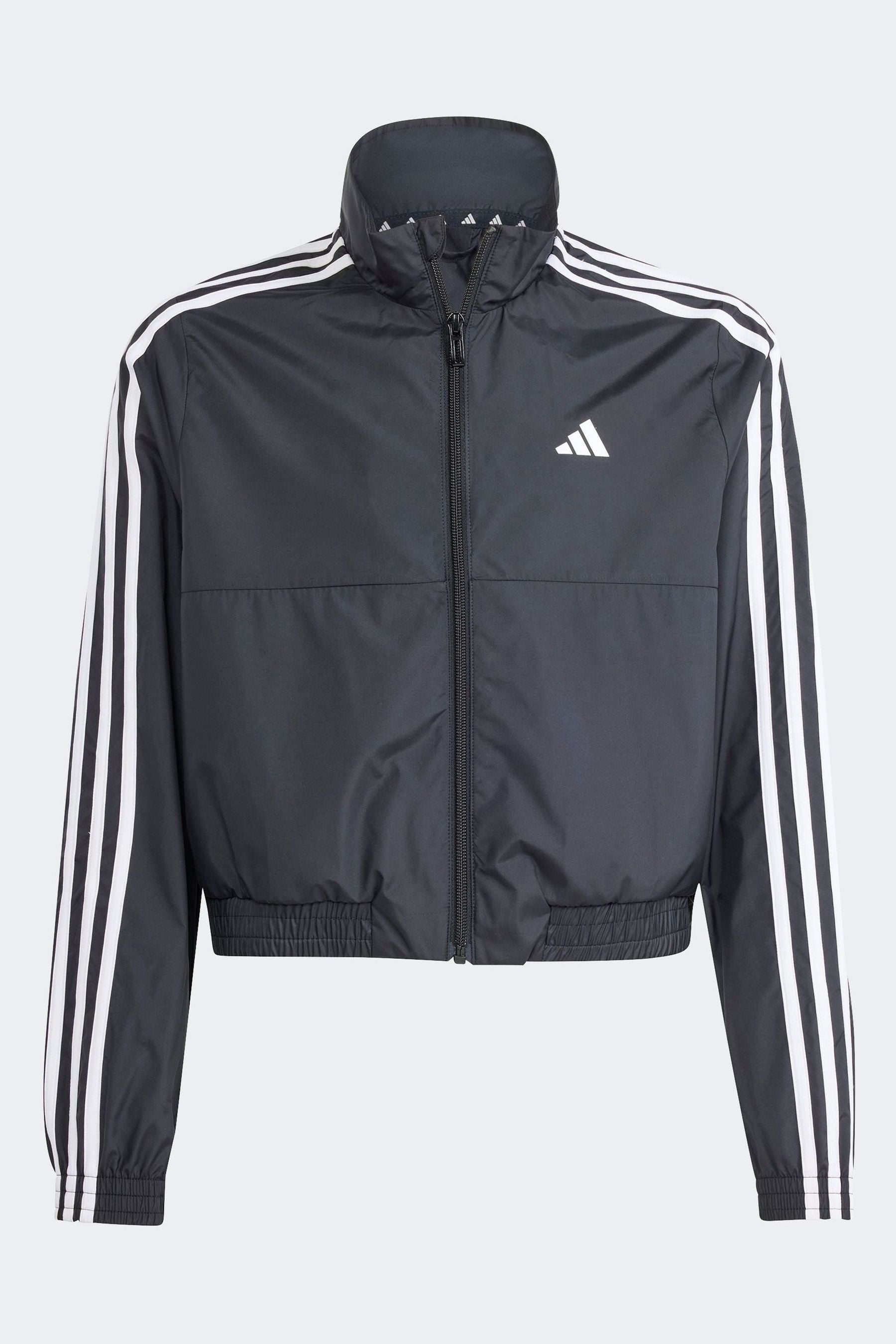 adidas Black Kids 3 Stripe Essentials Jacket