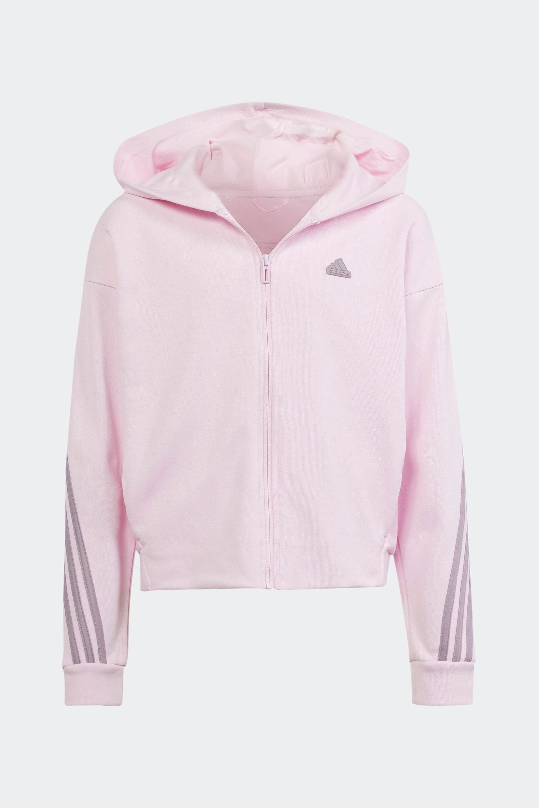 adidas Pink Light Future Icons 3-Stripes Full-Zip Hoodie