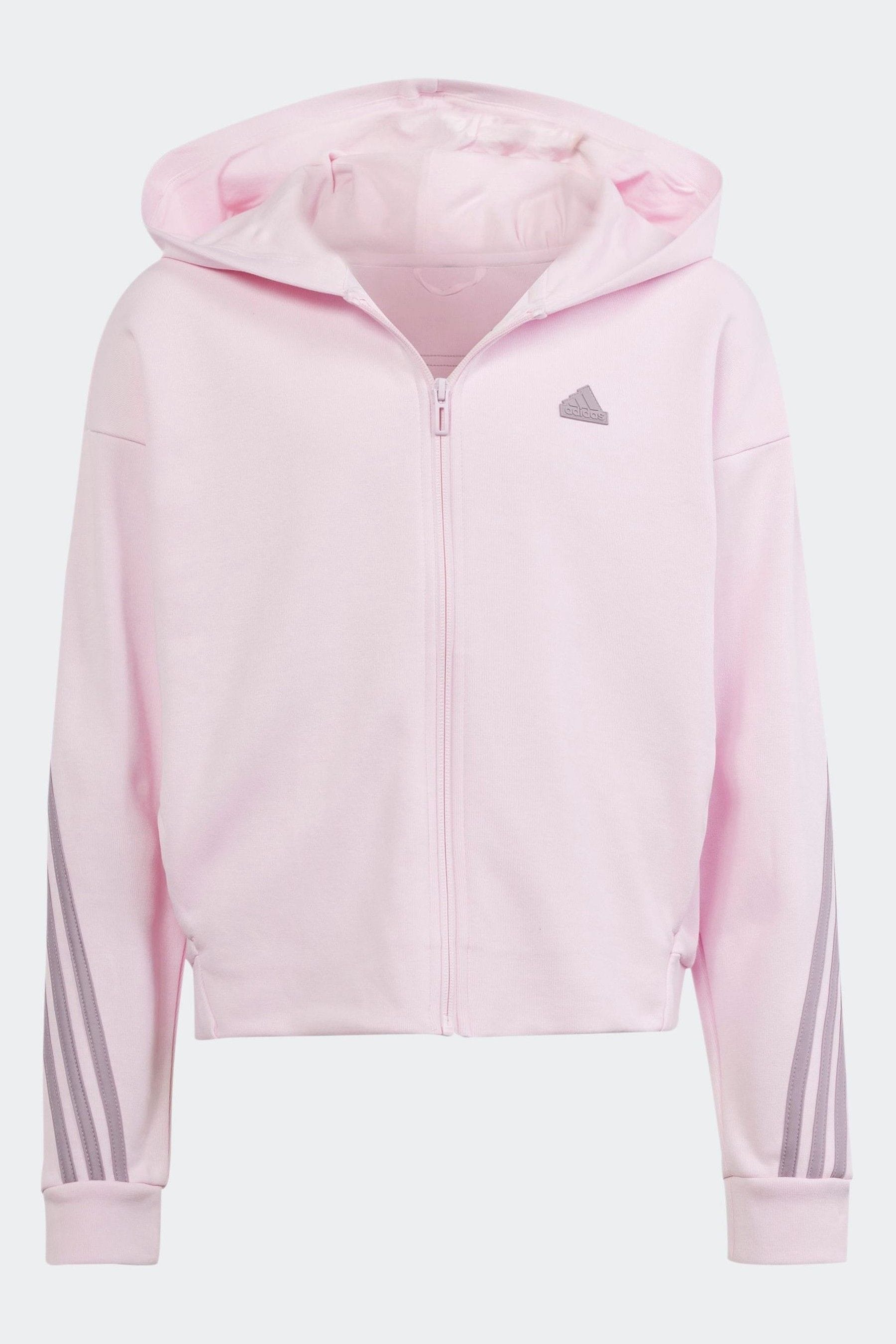 adidas Pink Light Future Icons 3-Stripes Full-Zip Hoodie