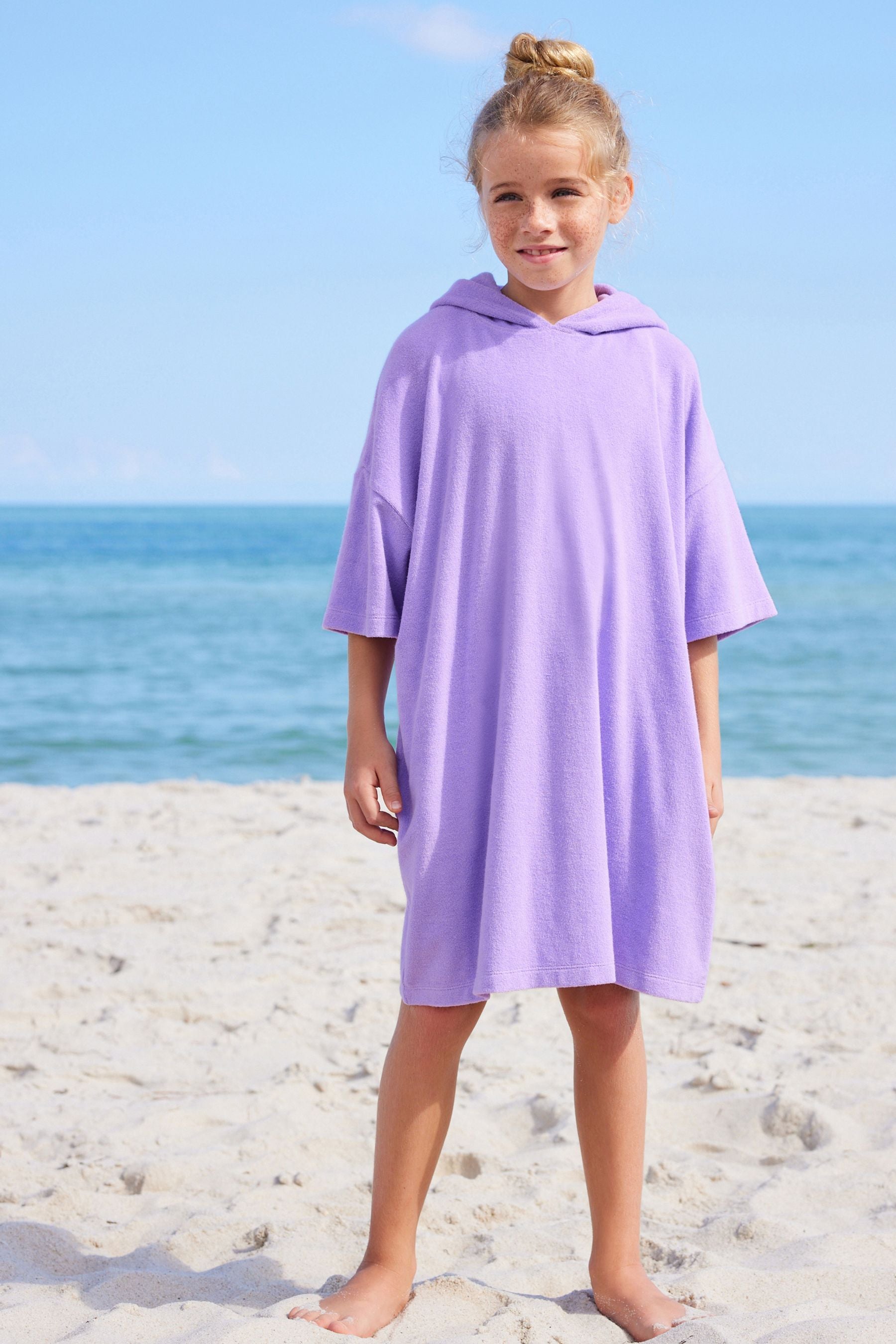 Purple Oversized Hooded Towelling Cover-Up