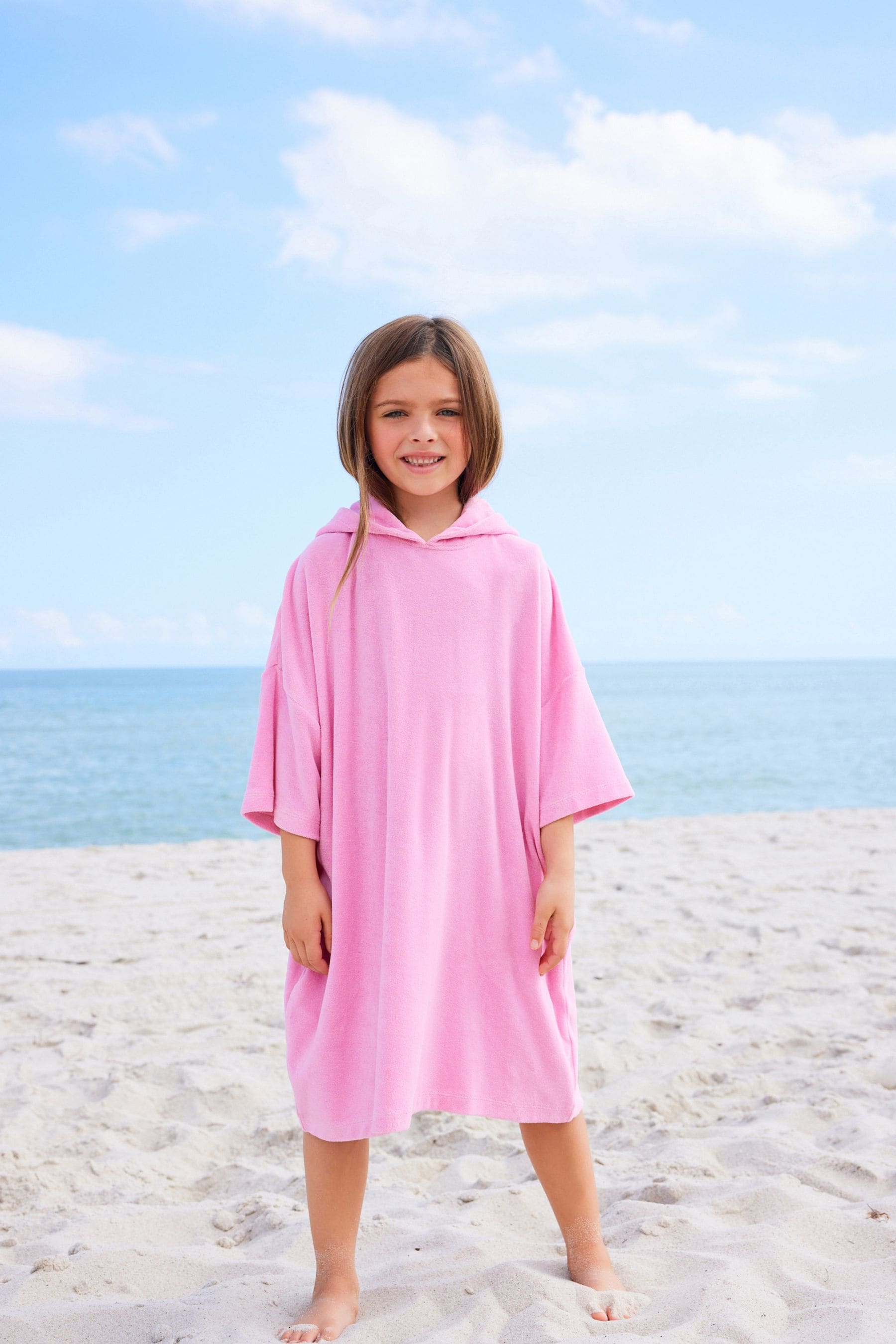 Light Pink Oversized Hooded Towelling Cover-Up