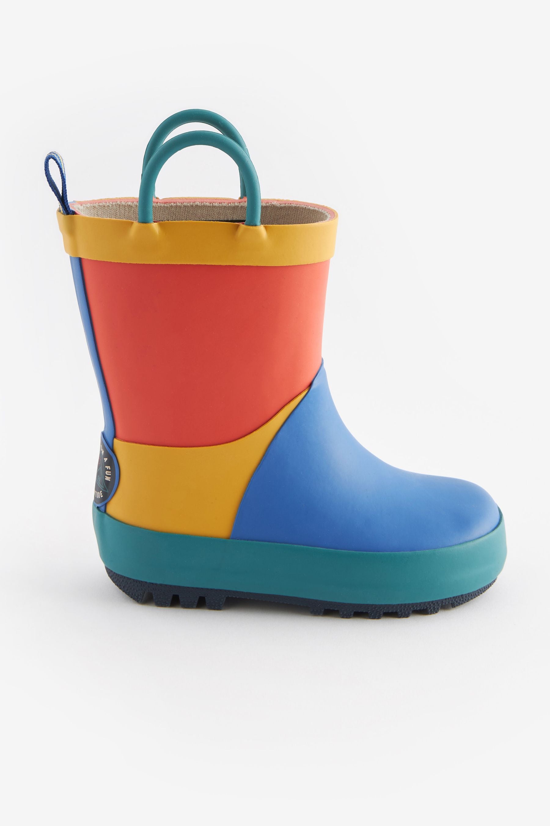 Navy Blue Colourblock Handle Wellies