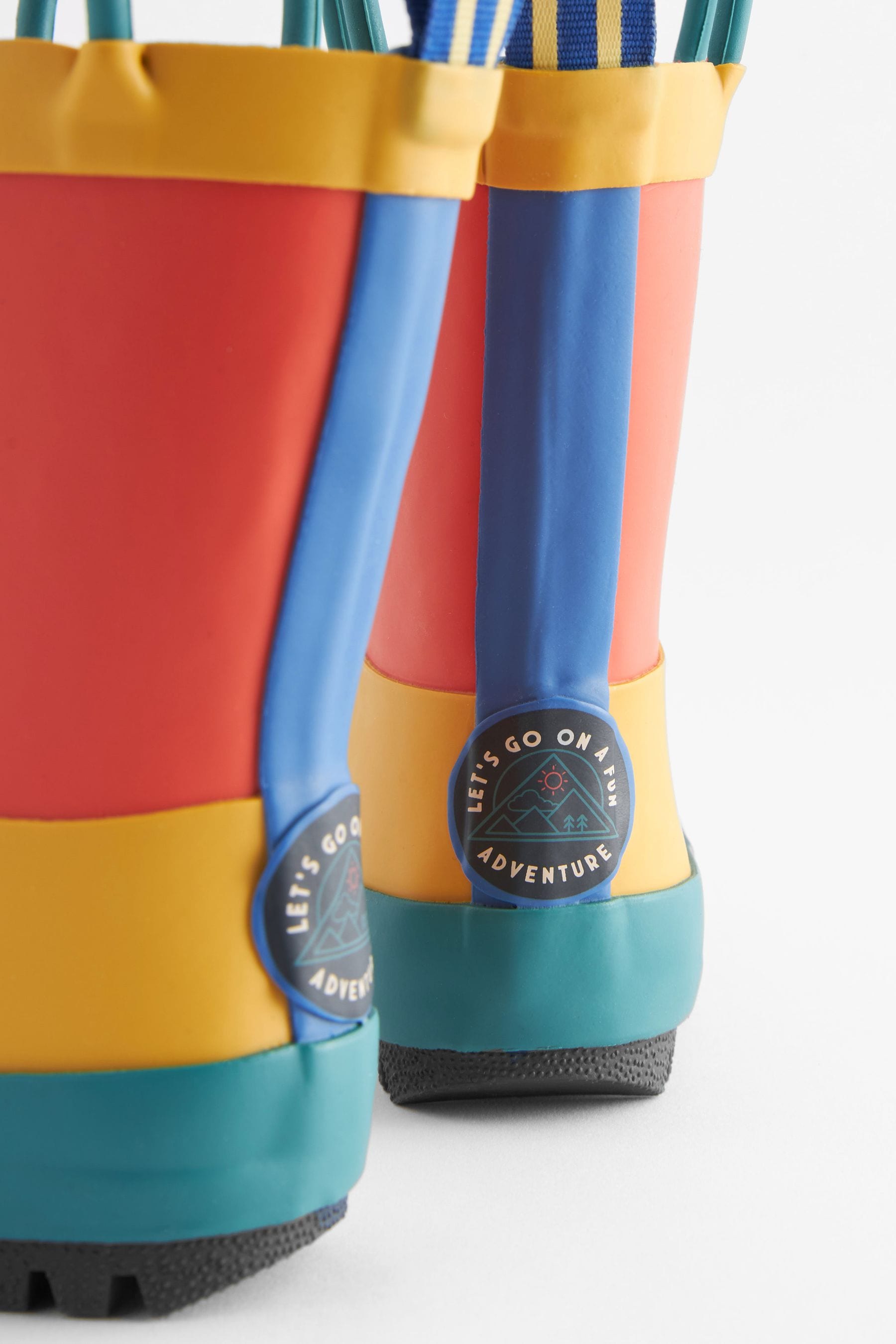 Navy Blue Colourblock Handle Wellies