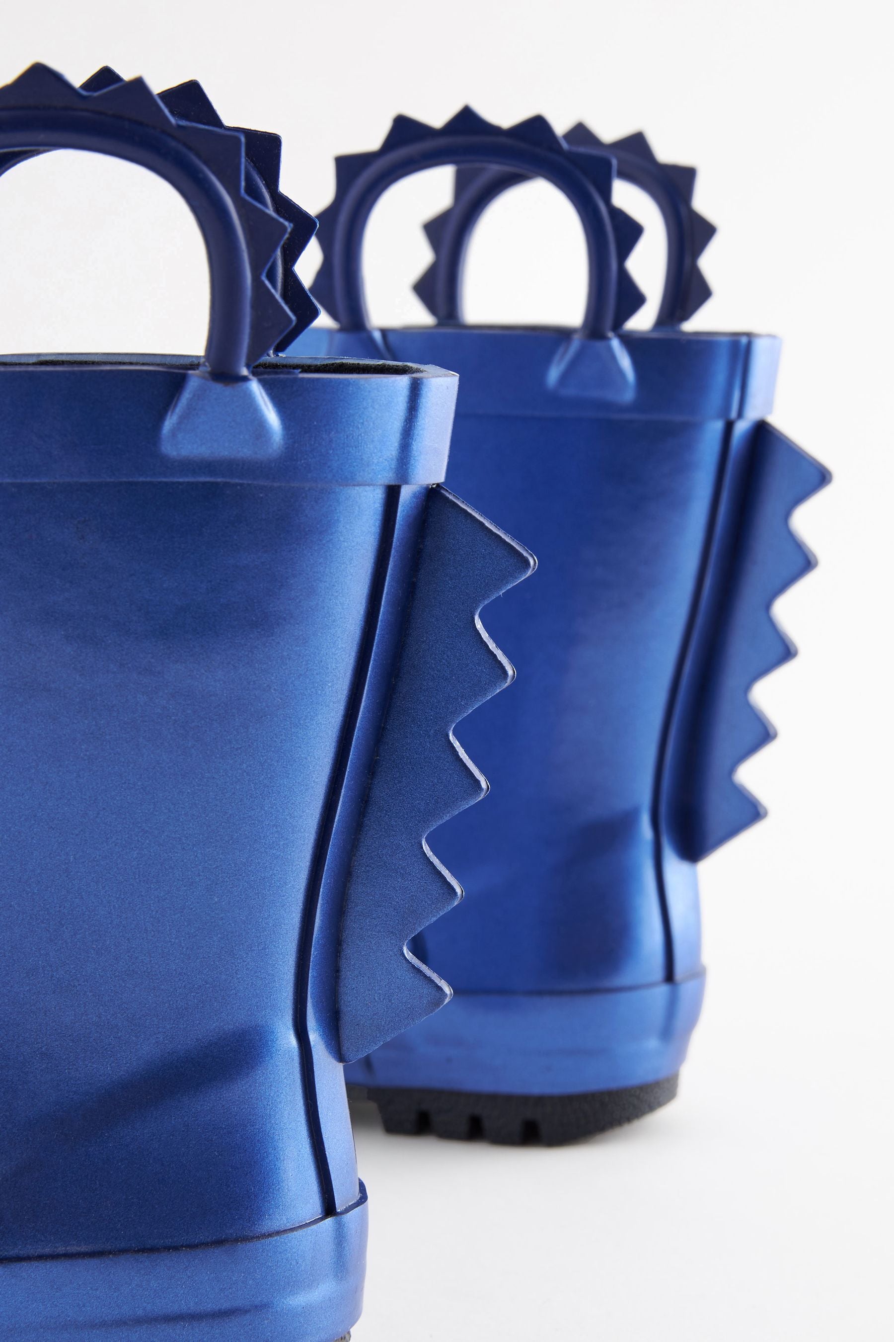 Metallic Blue Dino Handle Wellies