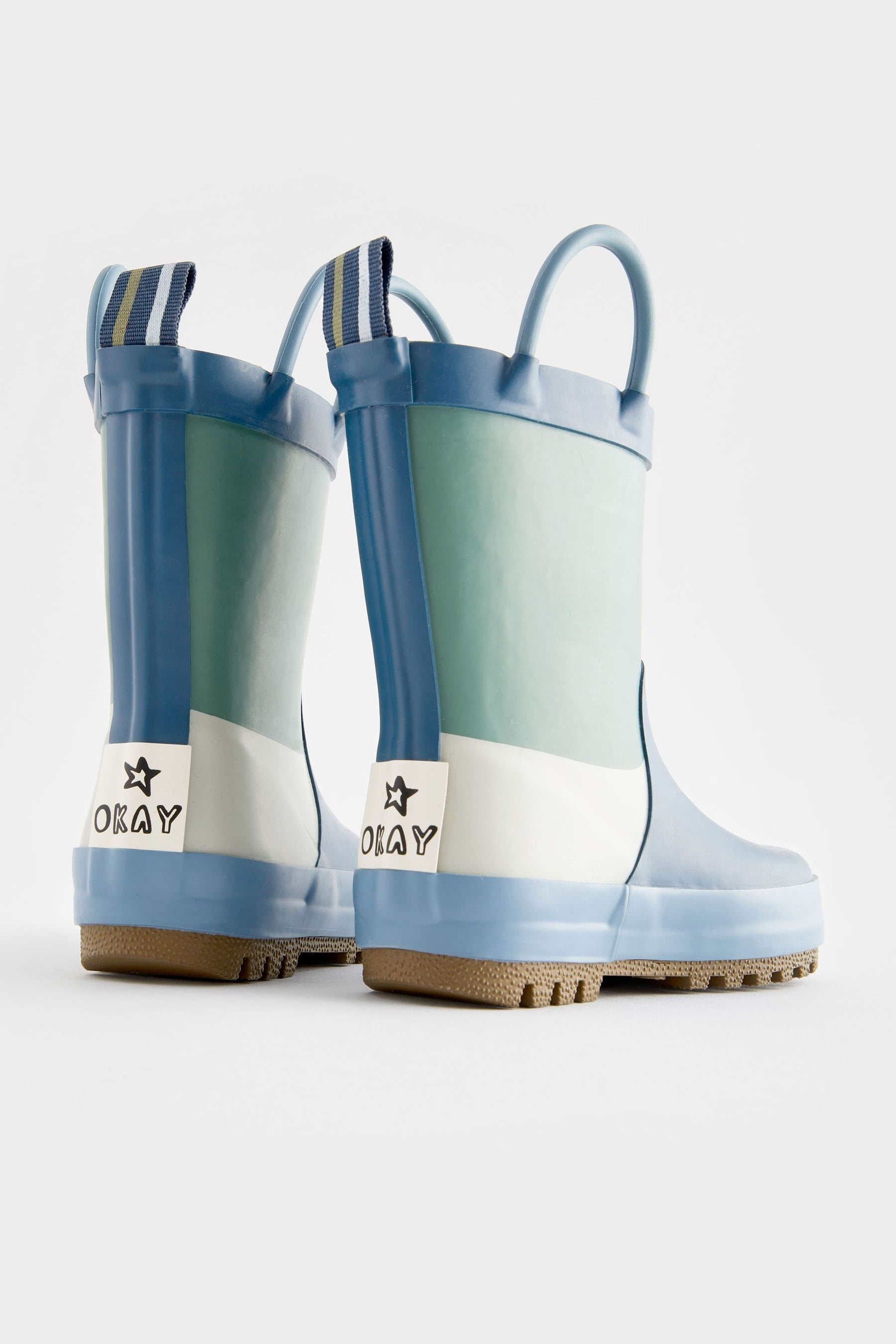 Blue Colourblock Handle Wellies