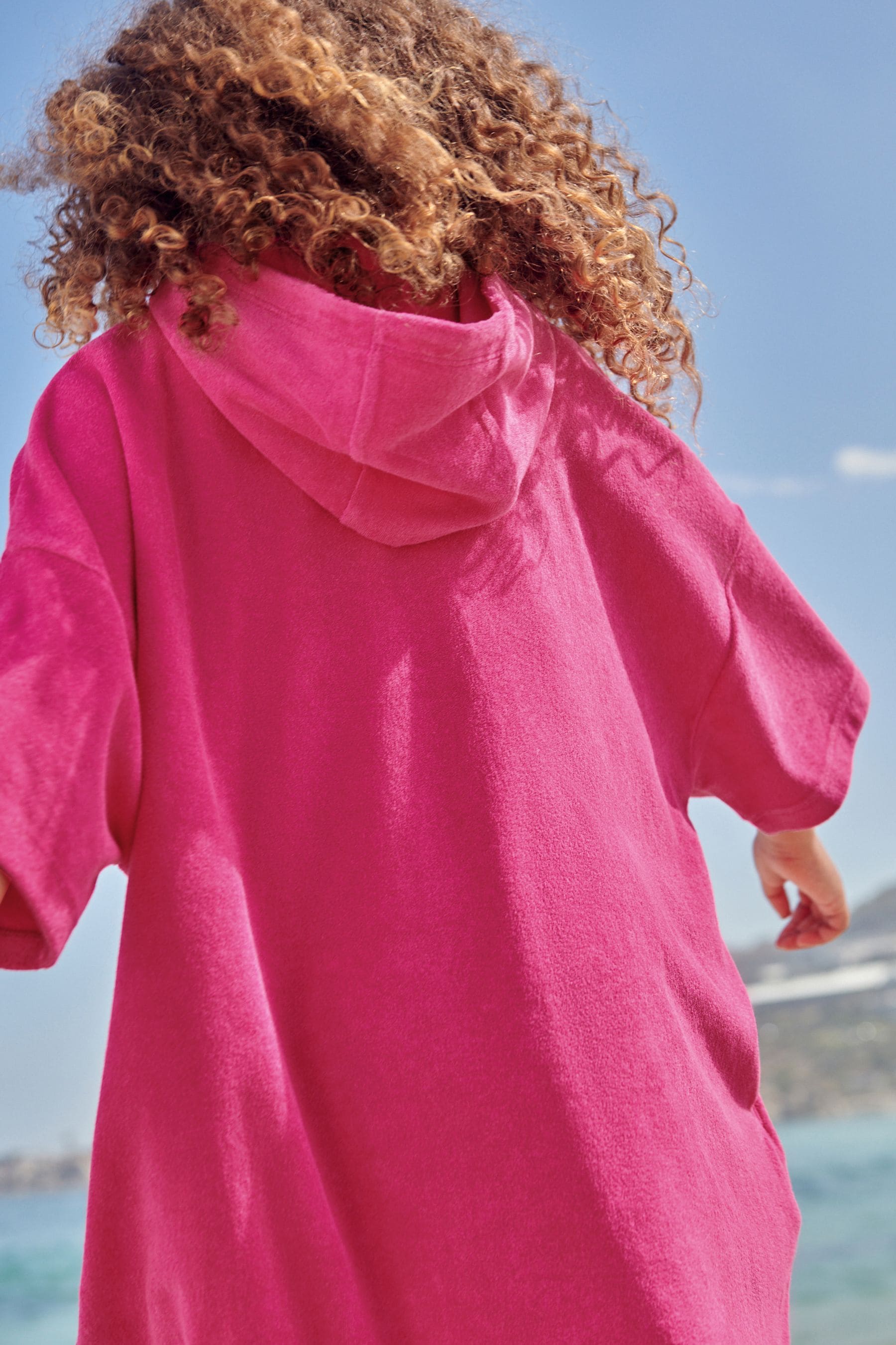 Bright Pink Oversized Hooded Towelling 100% Cotton Cover-Up (3-16yrs)