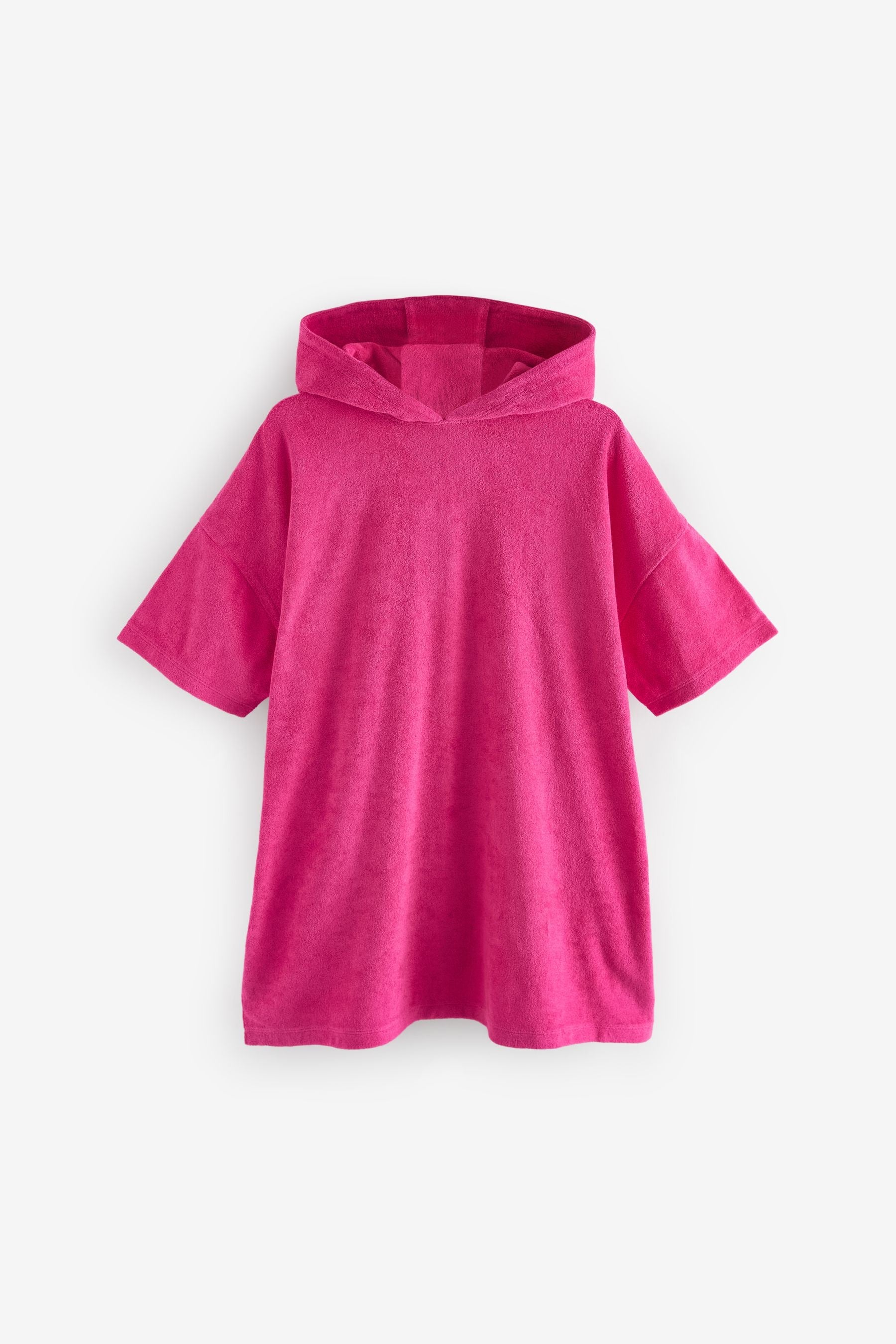 Bright Pink Oversized Hooded Towelling 100% Cotton Cover-Up (3-16yrs)