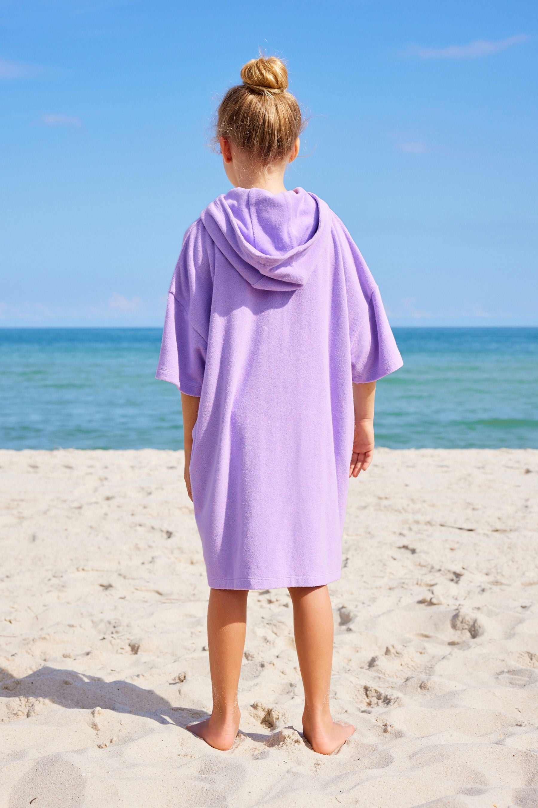 Purple Oversized Hooded Towelling Cover-Up