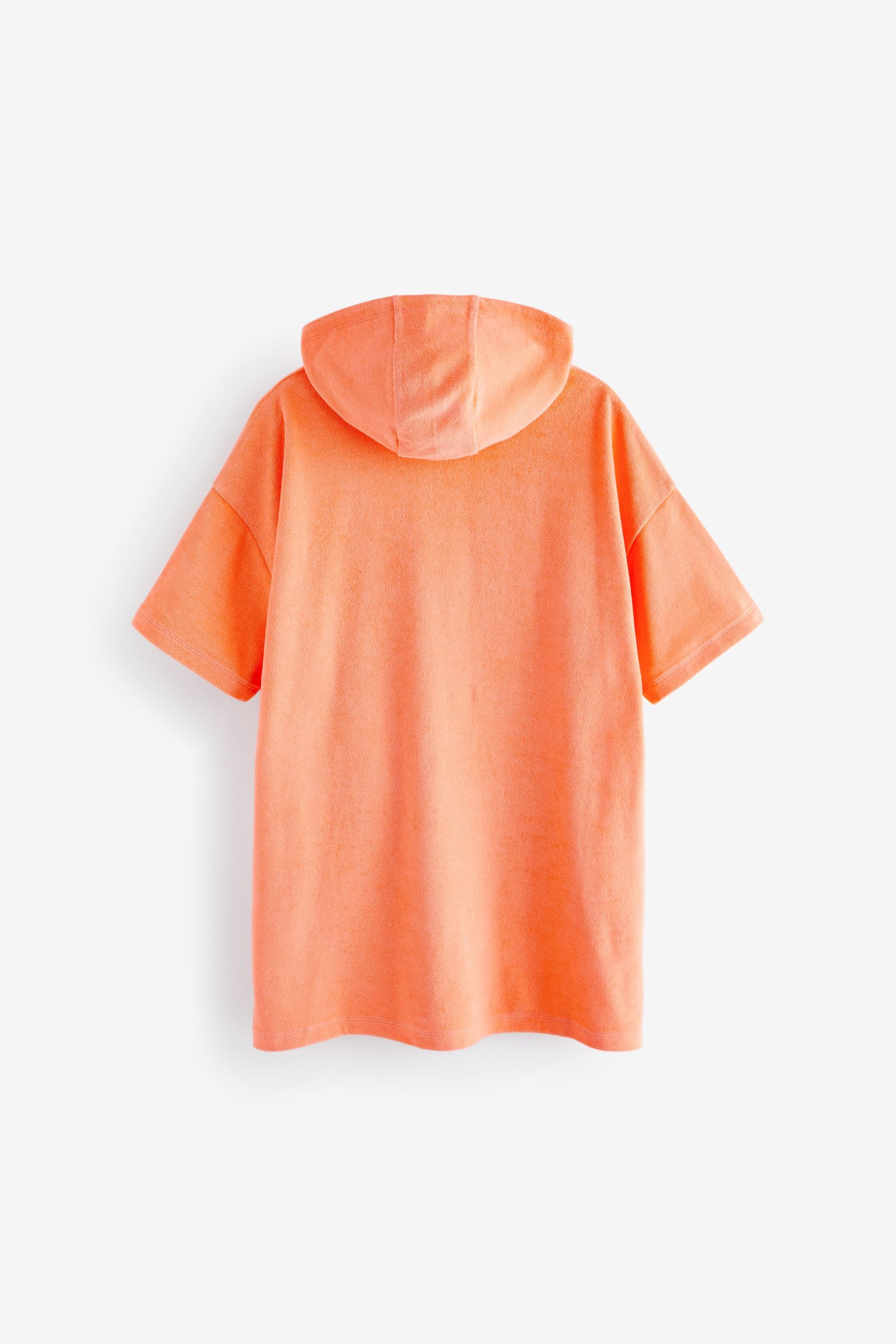 Coral Pink Oversized Hooded Towelling Cover-Up