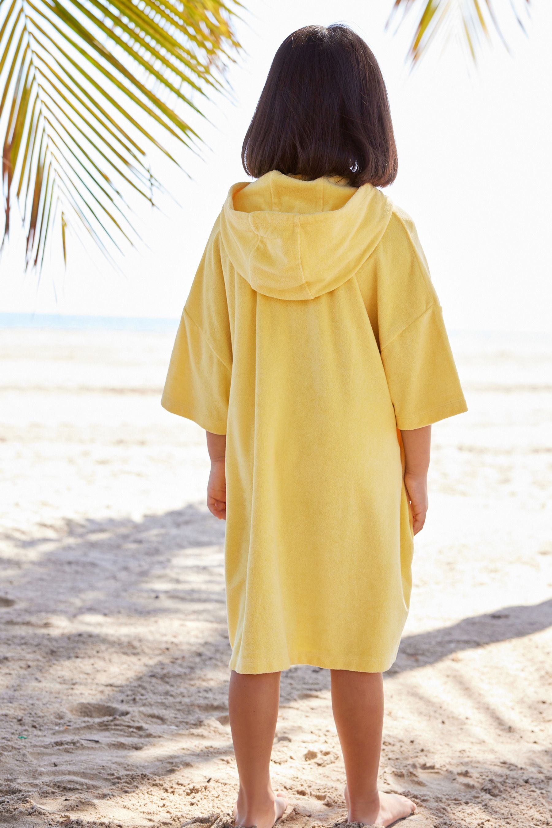 Yellow Oversized Hooded Towelling Cover-Up