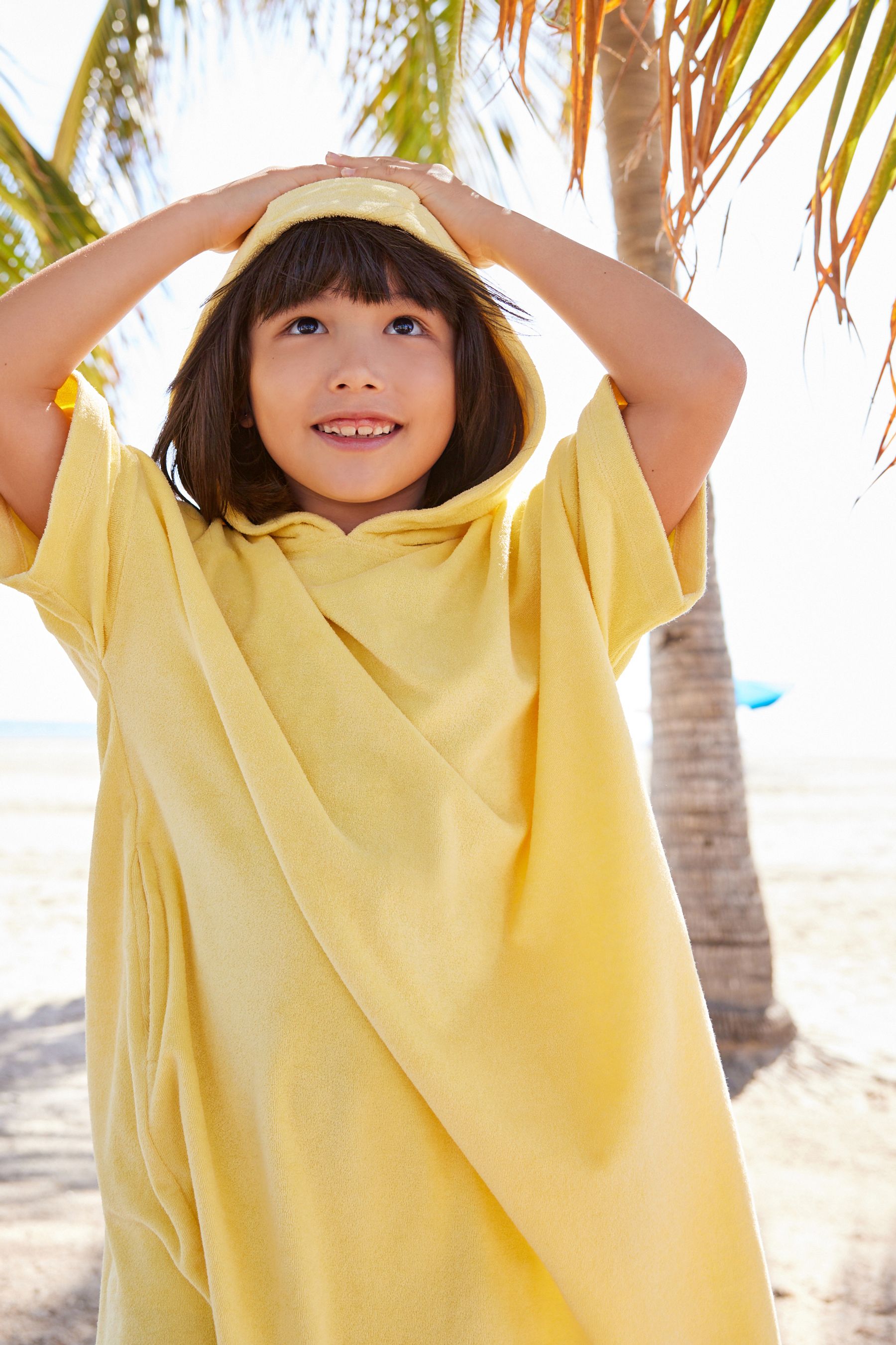 Yellow Oversized Hooded Towelling Cover-Up