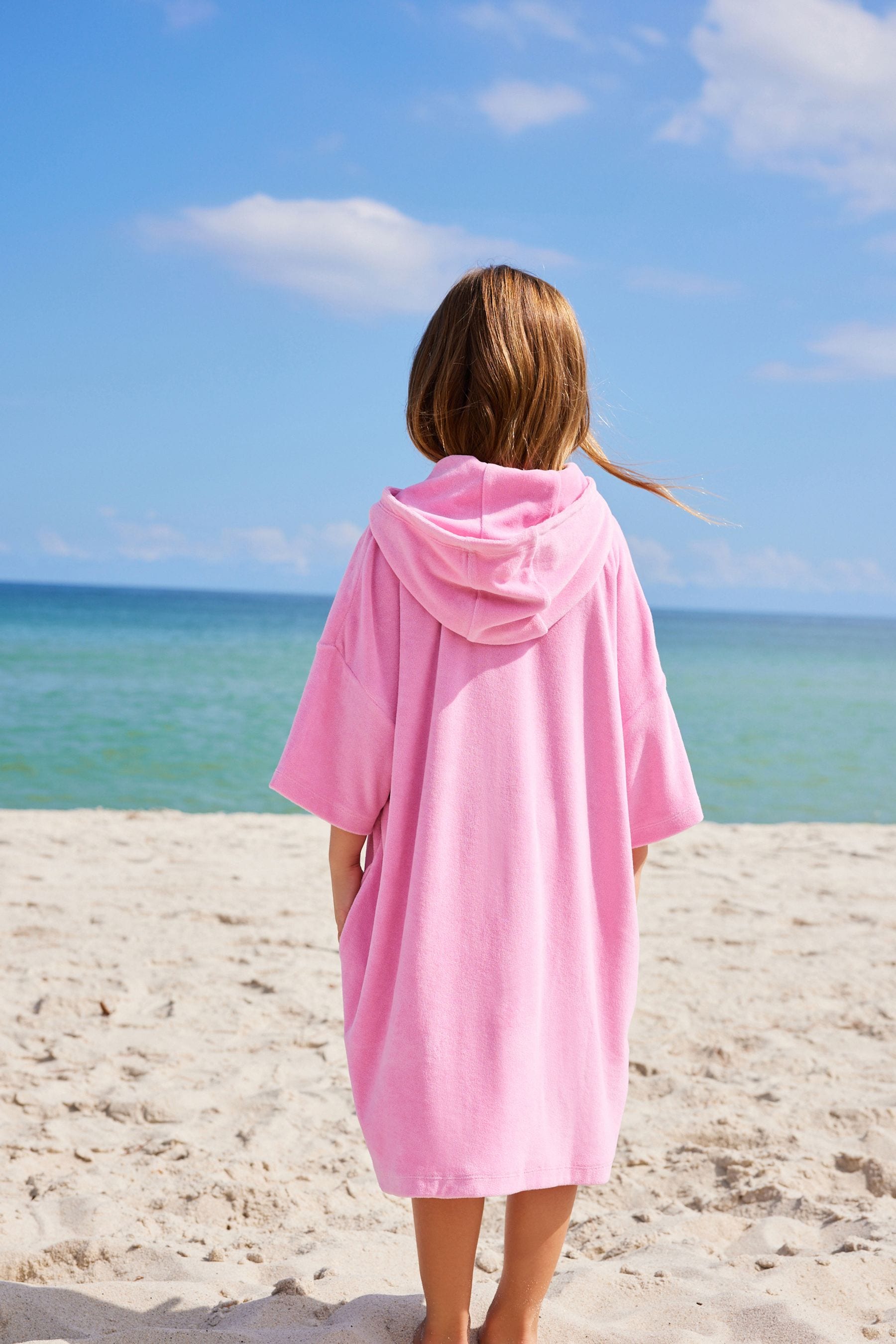 Light Pink Oversized Hooded Towelling Cover-Up