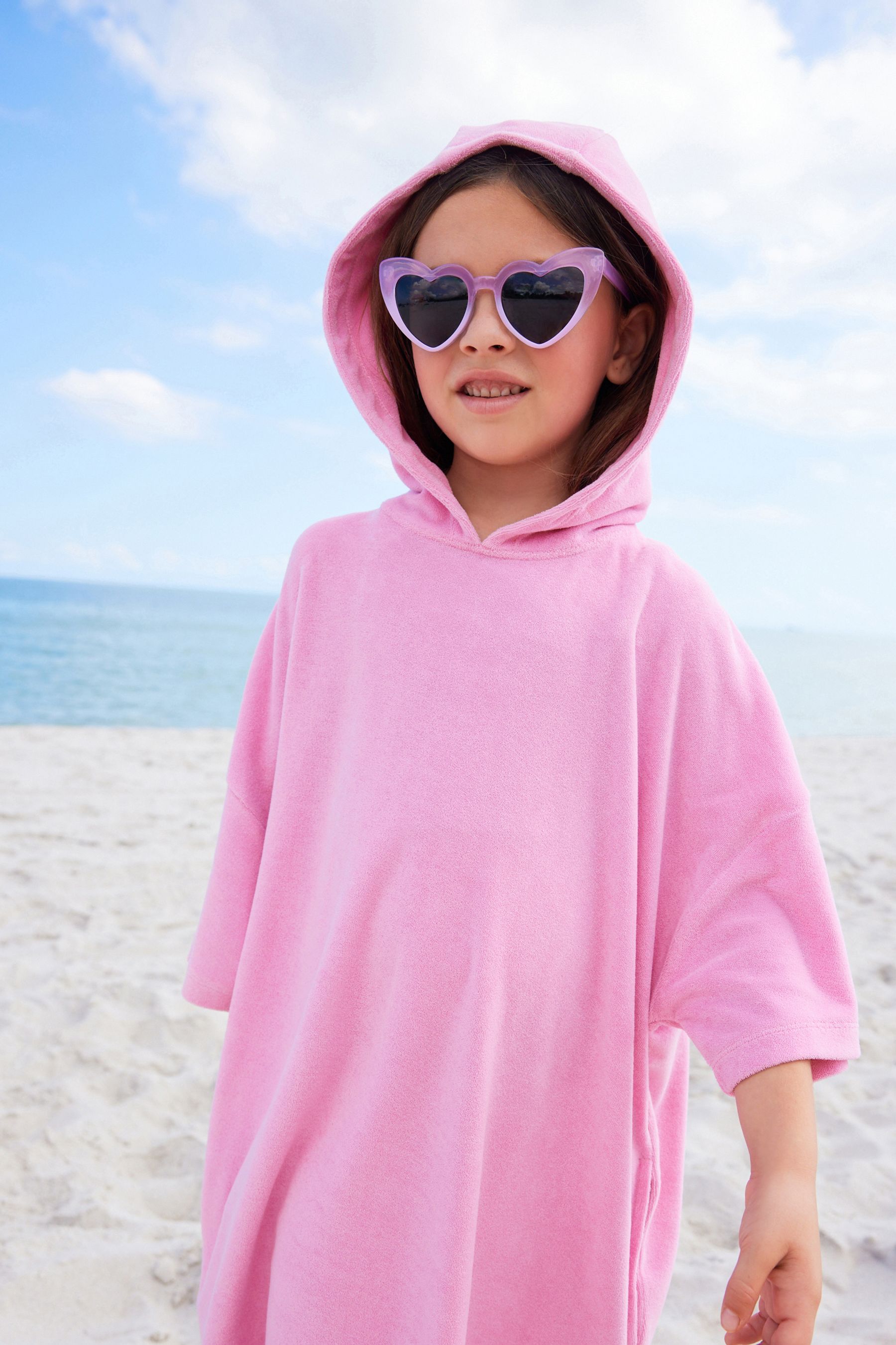 Light Pink Oversized Hooded Towelling Cover-Up