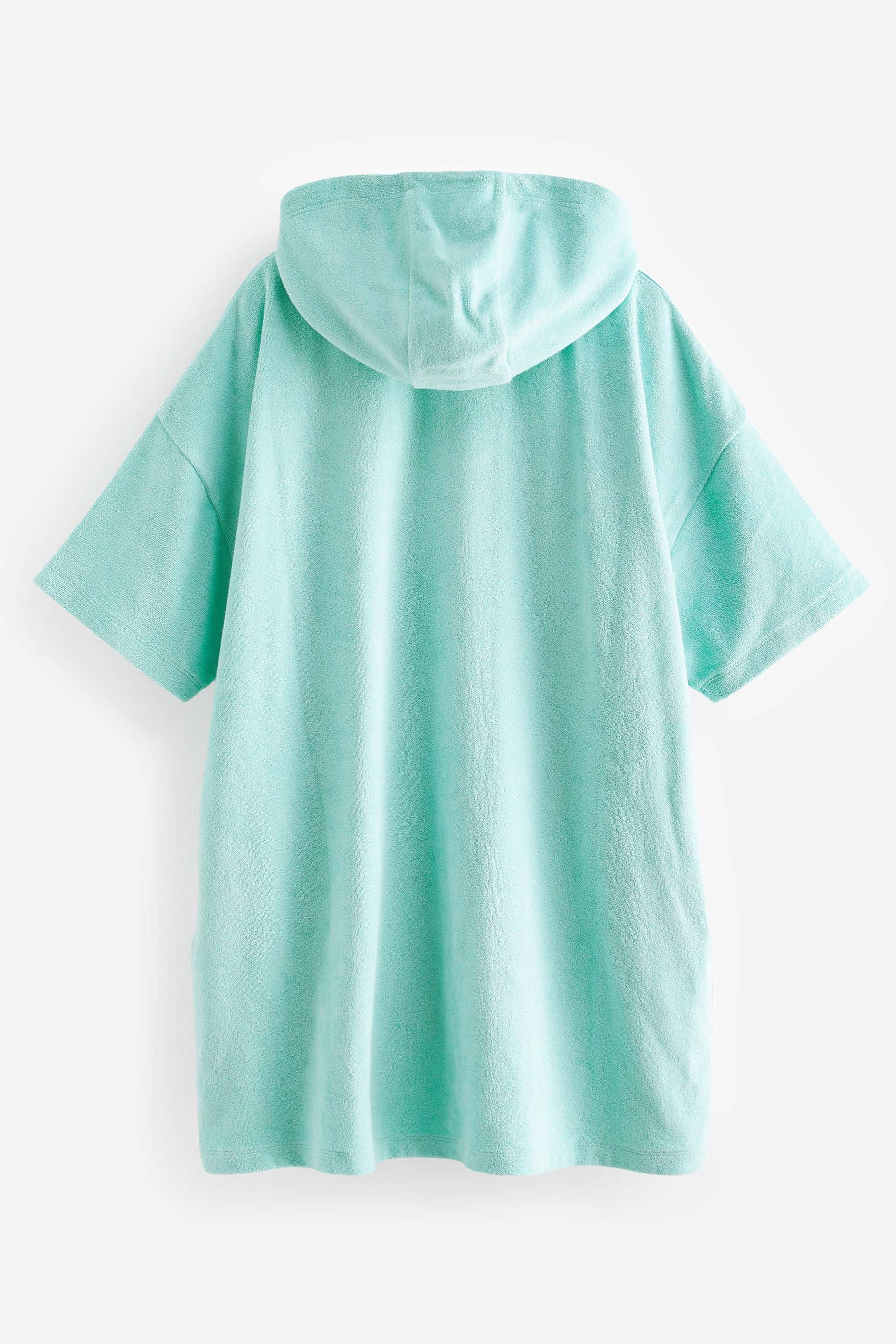 Aqua Blue Oversized Hooded Towelling Cover-Up