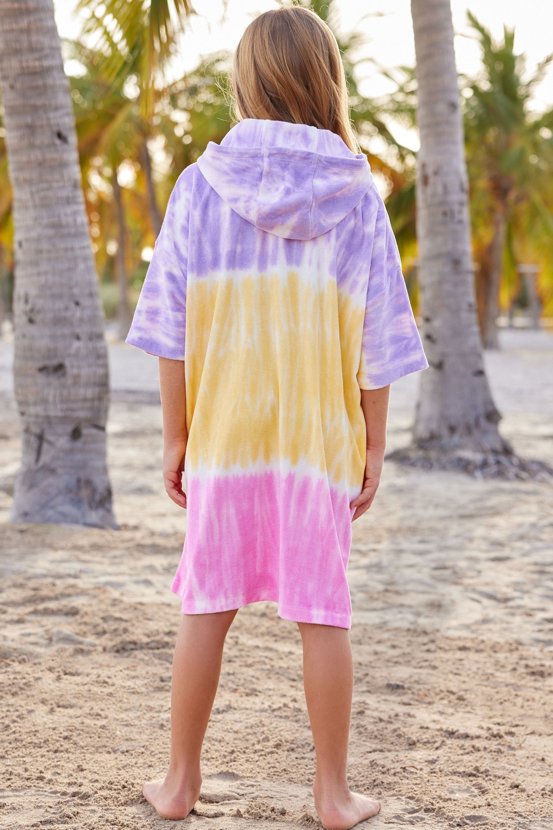 Multi Tie Dye Towelling Poncho