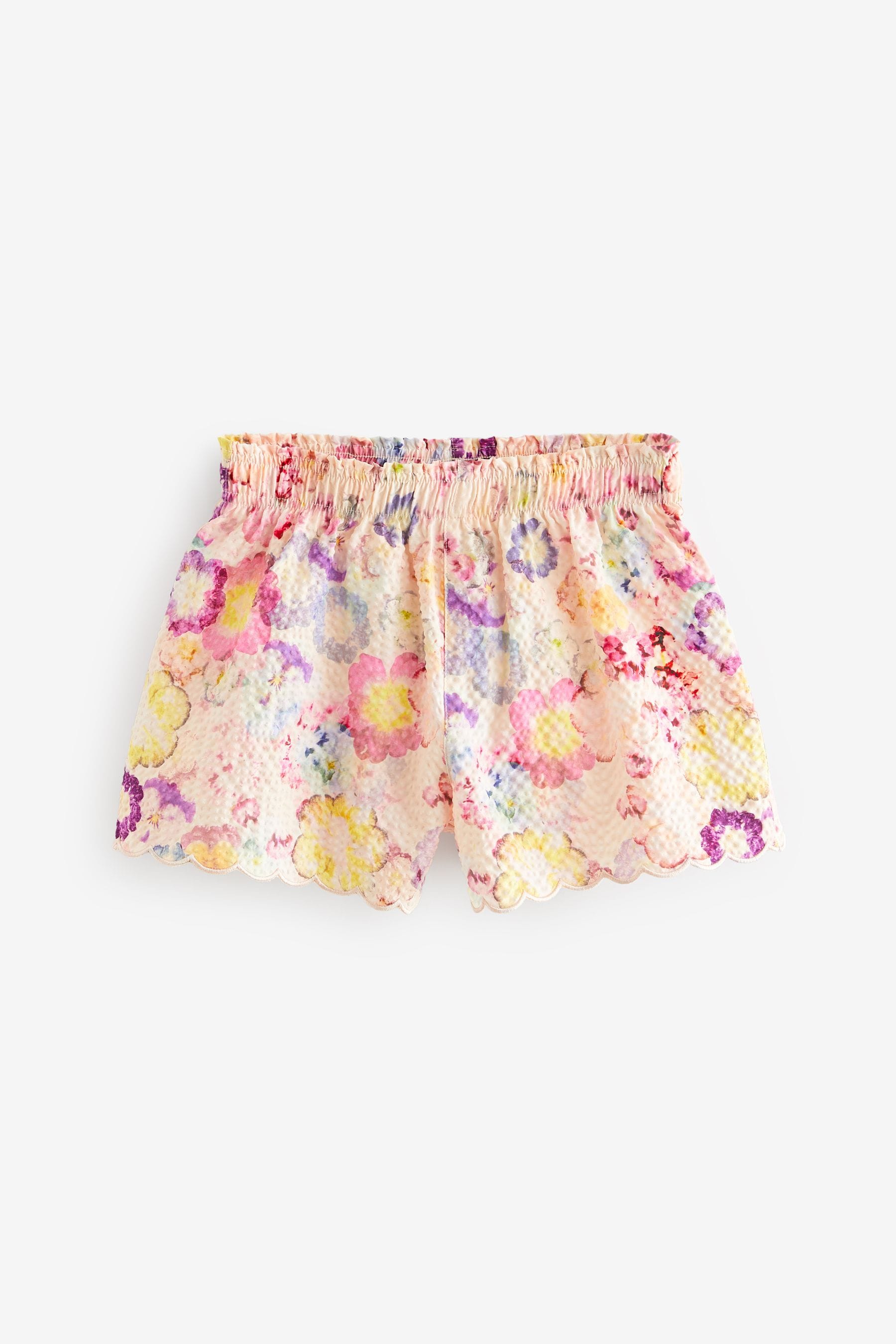 Pink Floral Textured Beach Shorts (3-16yrs)