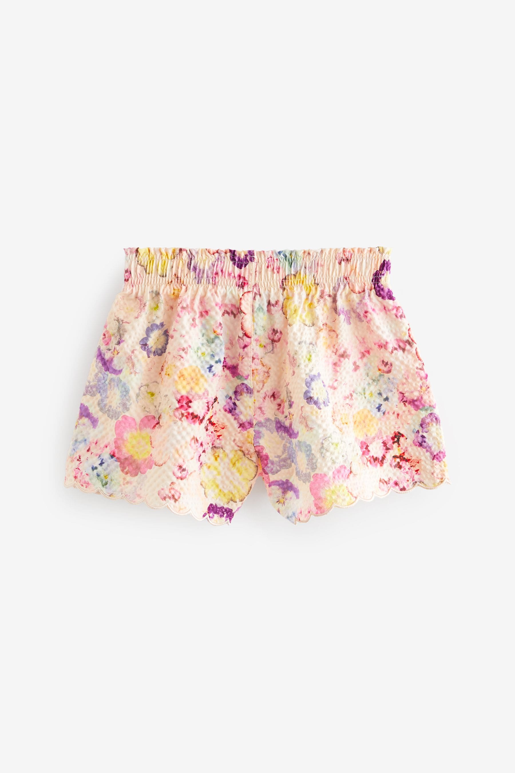 Pink Floral Textured Beach Shorts