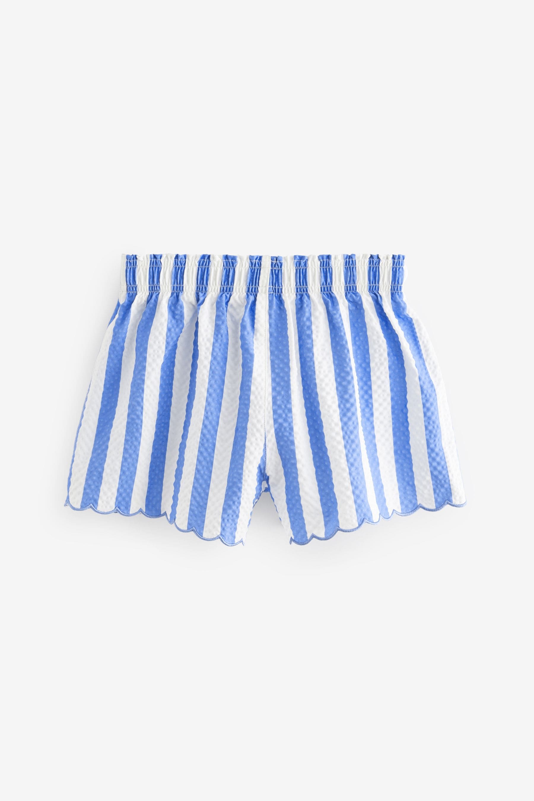 Blue Stripe Textured Beach Shorts