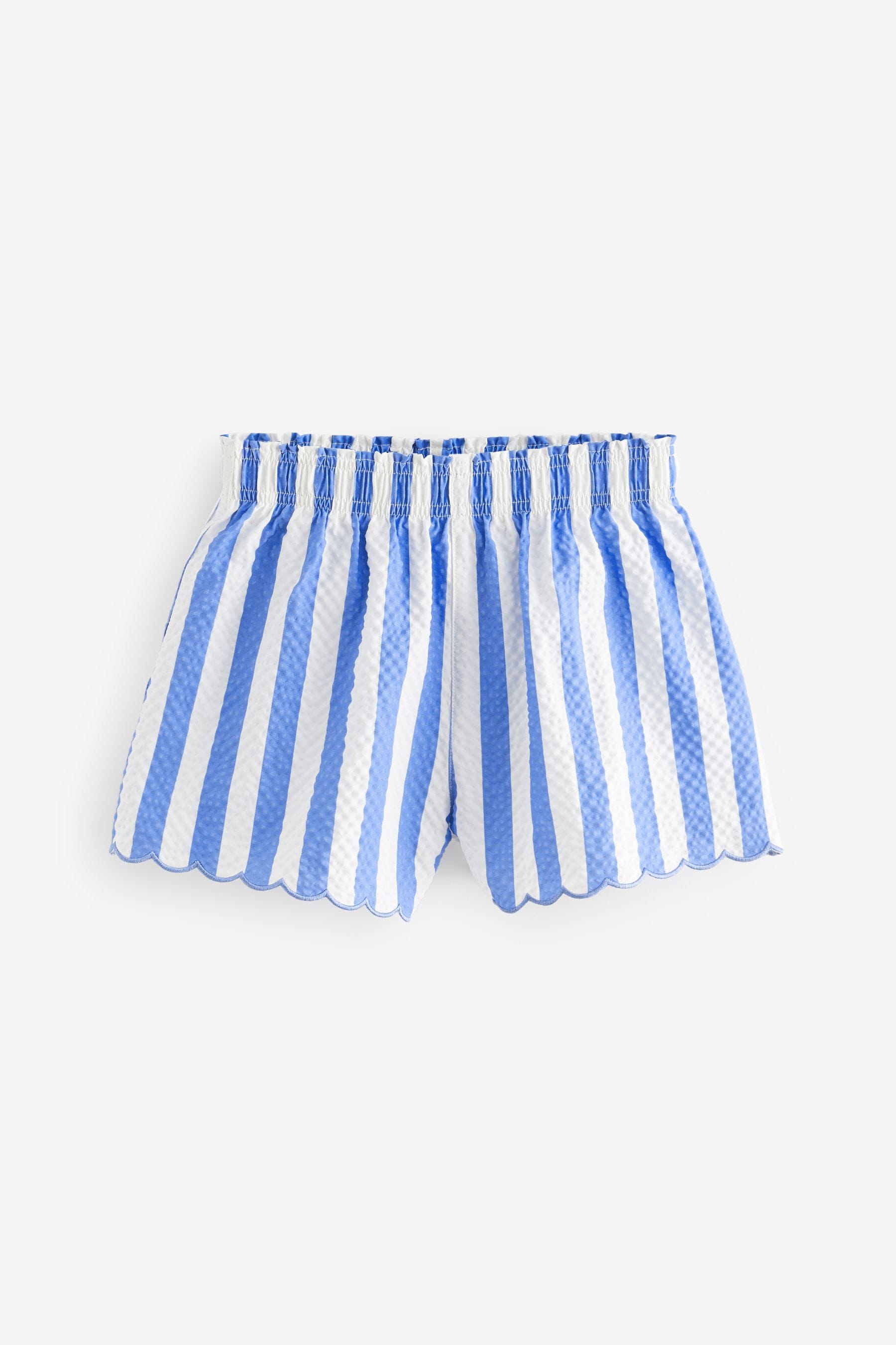 Blue Stripe Textured Beach Shorts