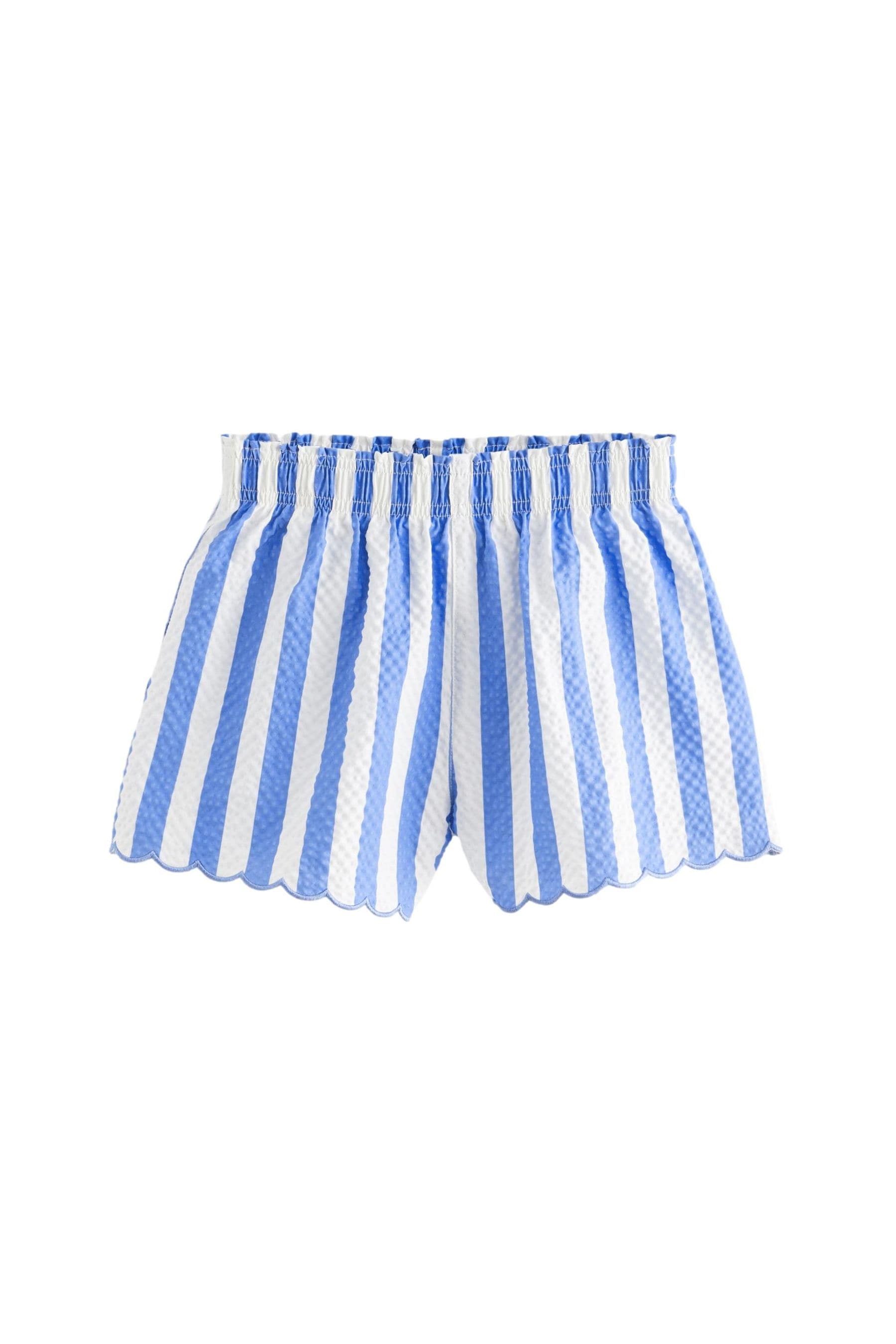 Blue Stripe Textured Beach Shorts