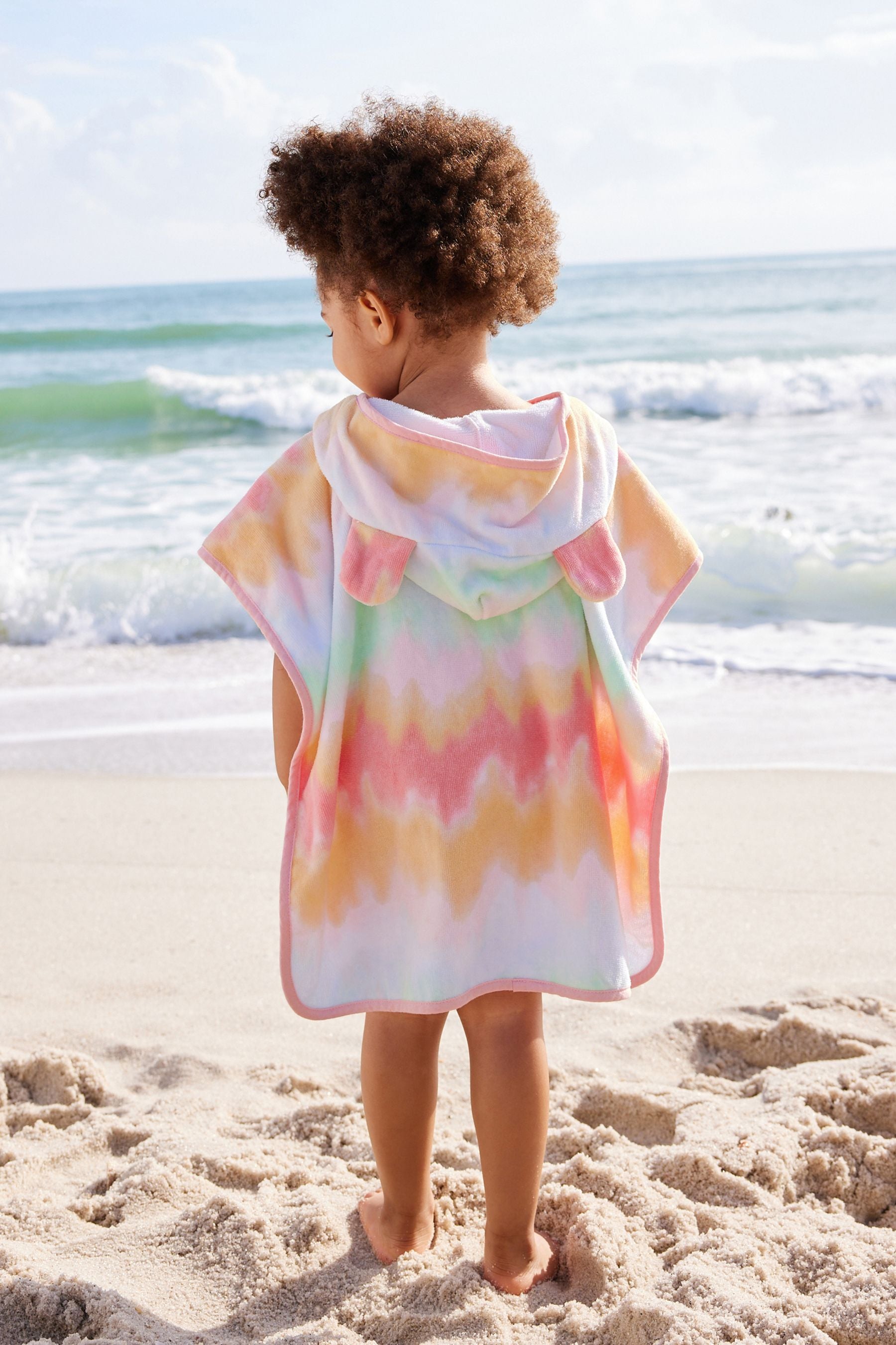 Multi Tie Dye Towelling Poncho