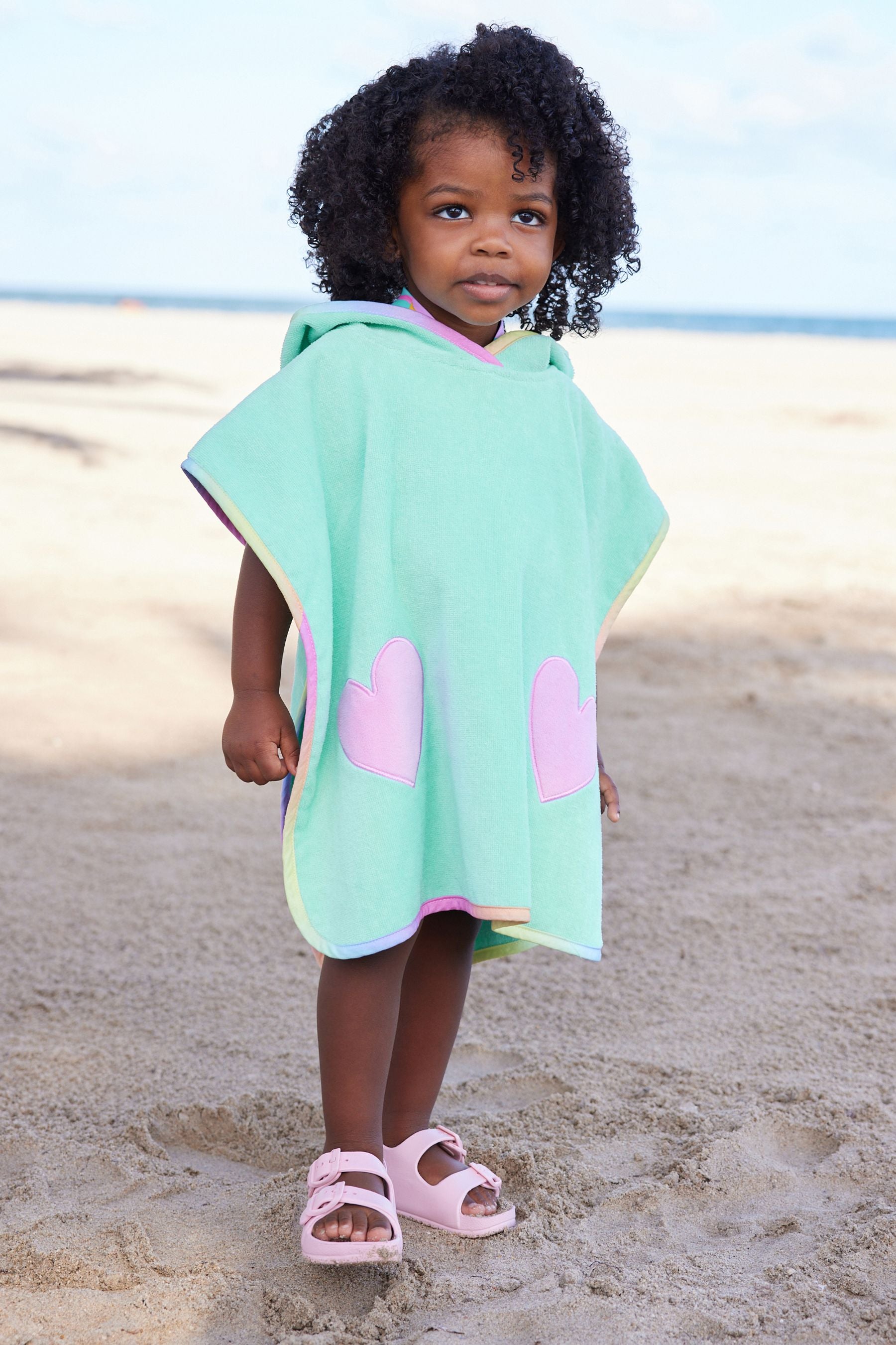 Aqua Blue 100% Cotton Towelling Poncho (9mths-10yrs)