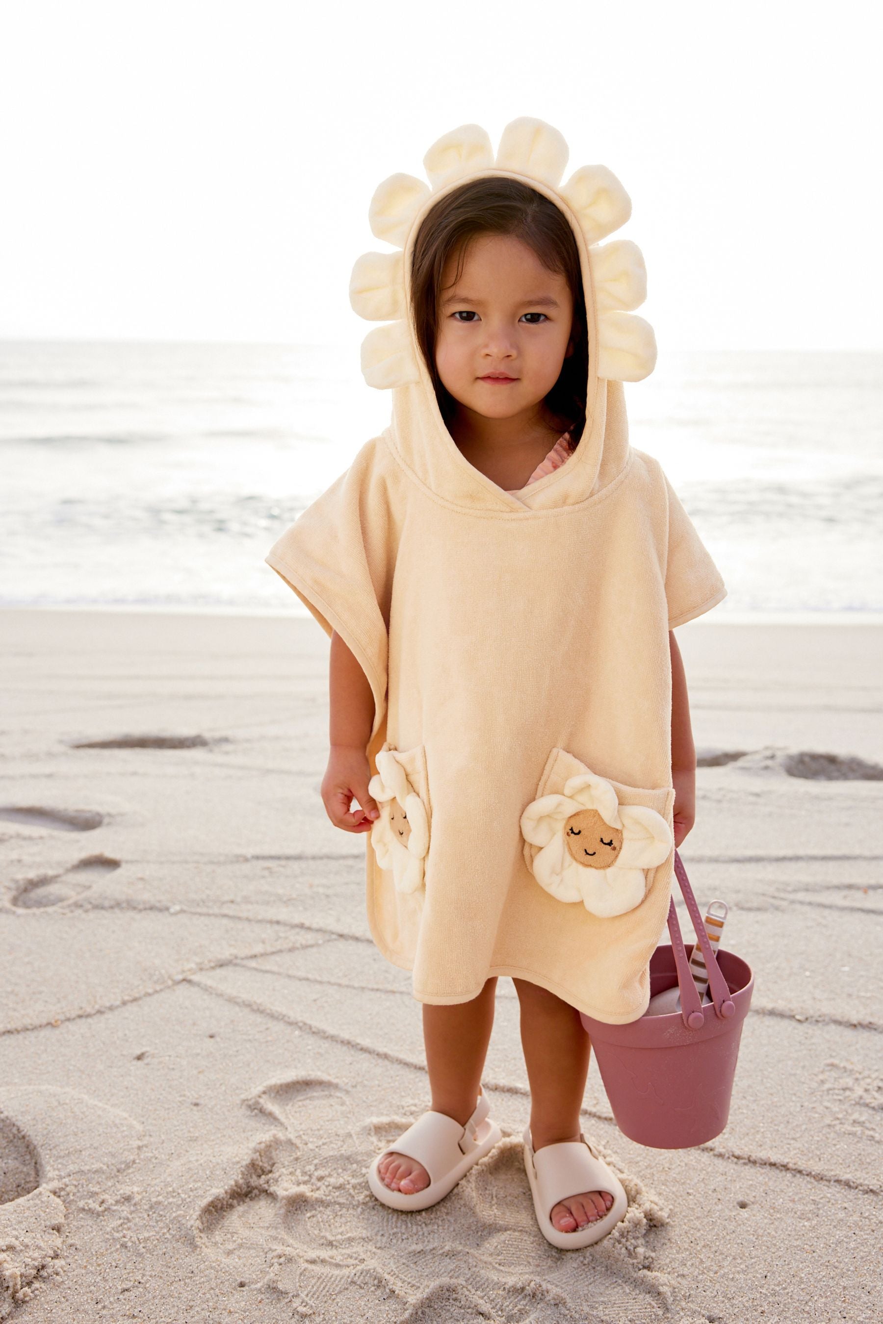 Cream 100% Cotton Towelling Poncho (9mths-10yrs)