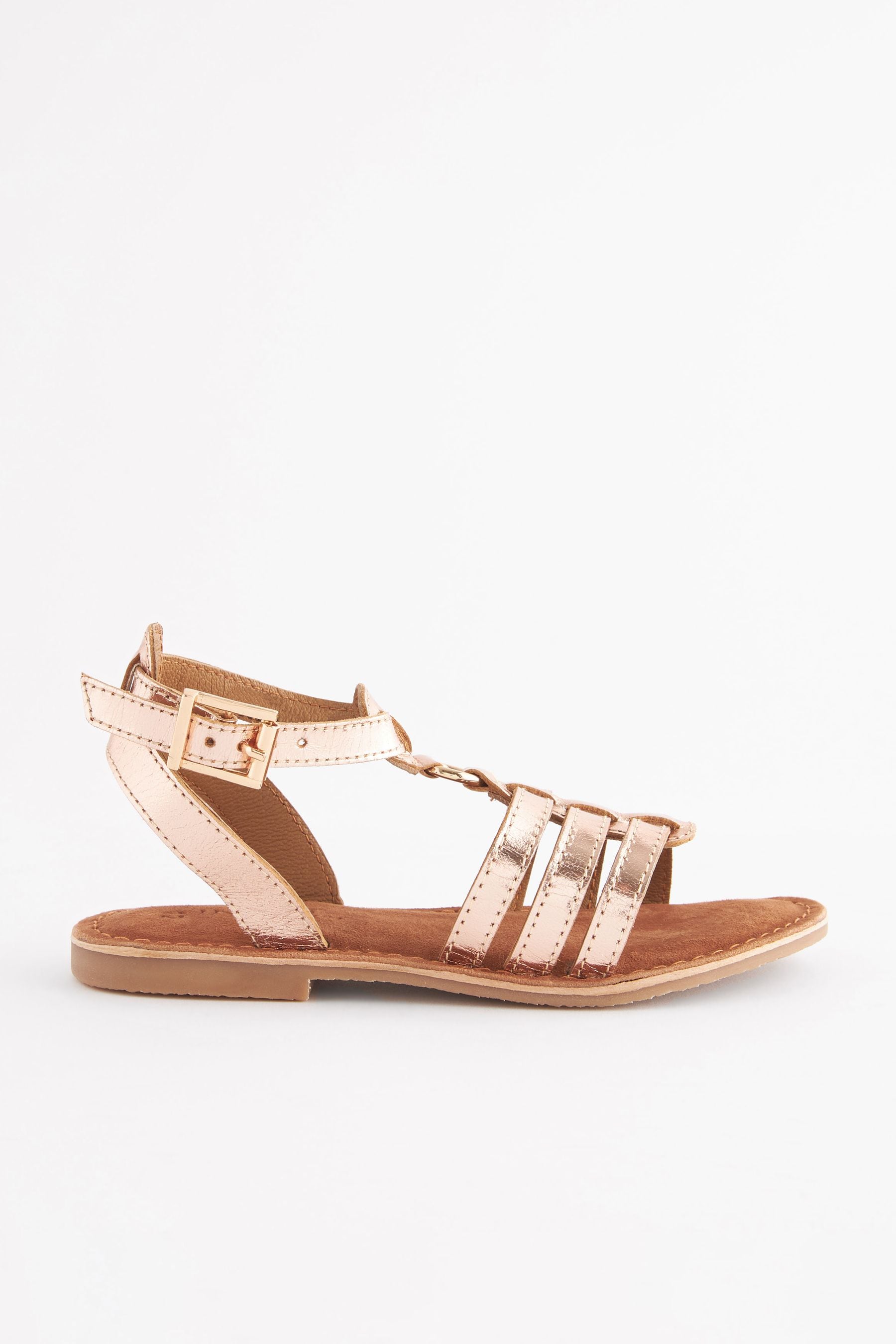 Rose Gold Leather Gladiator Sandals