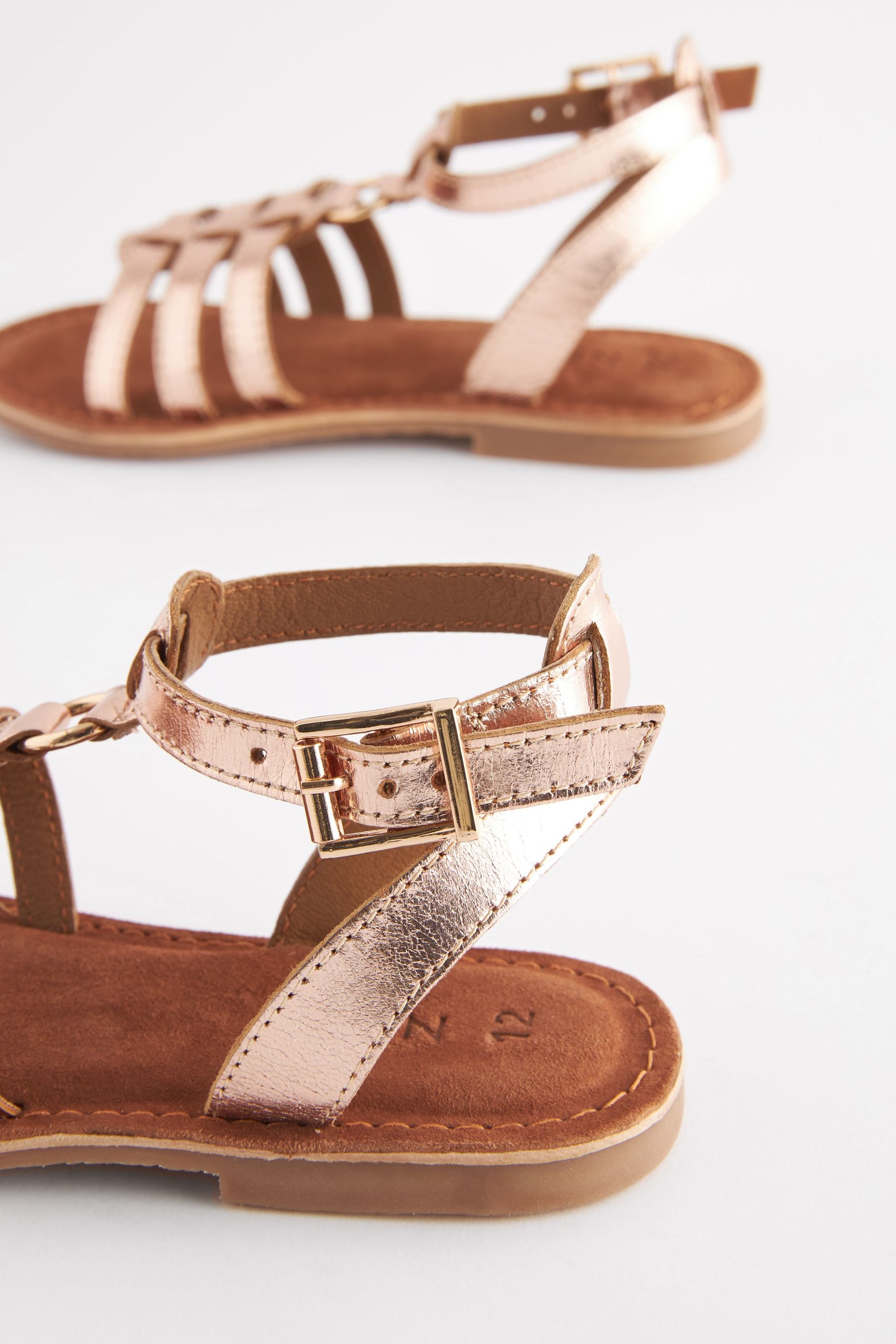 Rose Gold Leather Gladiator Sandals