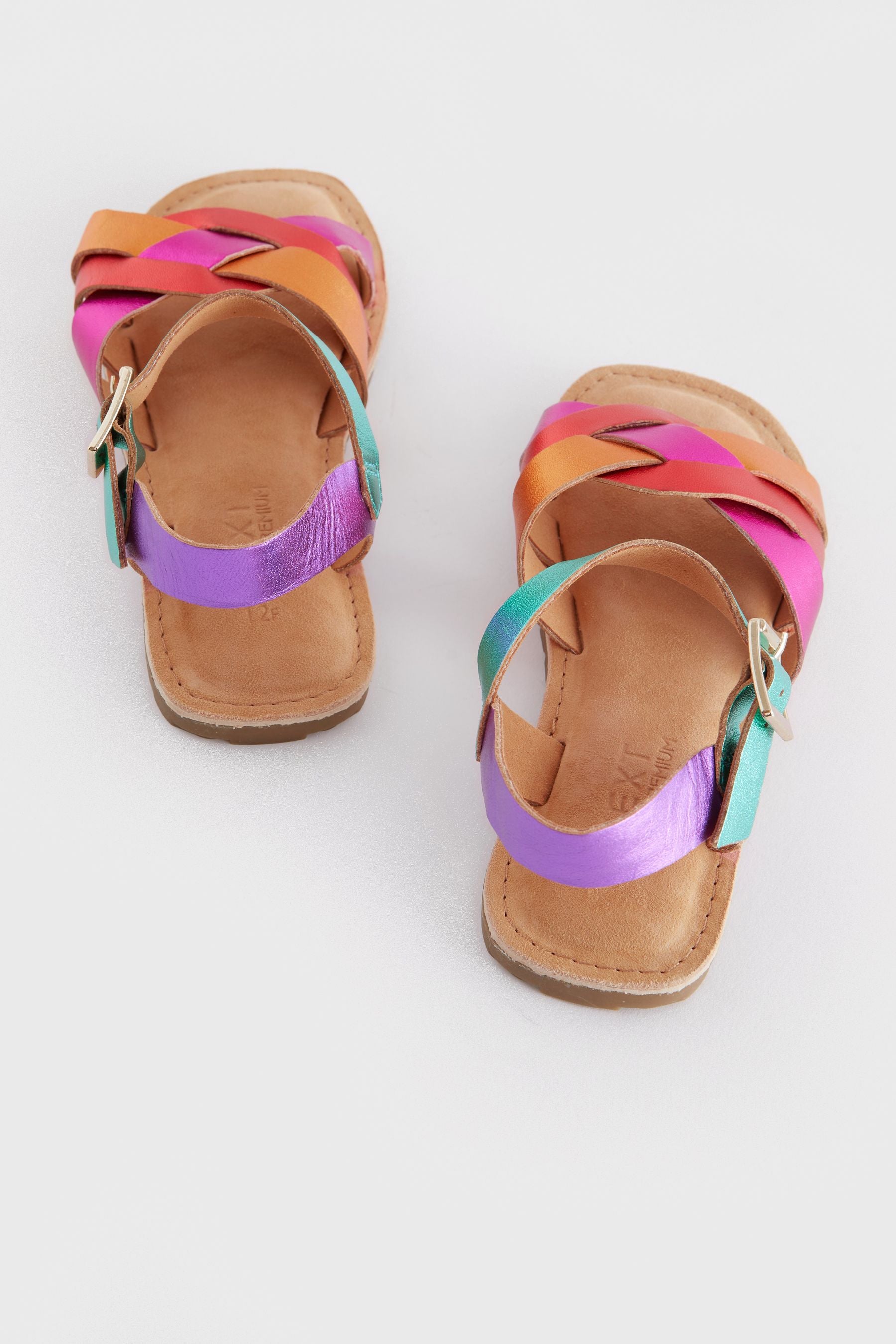 Multi Rainbow Wide Fit (G) Leather Woven Sandals