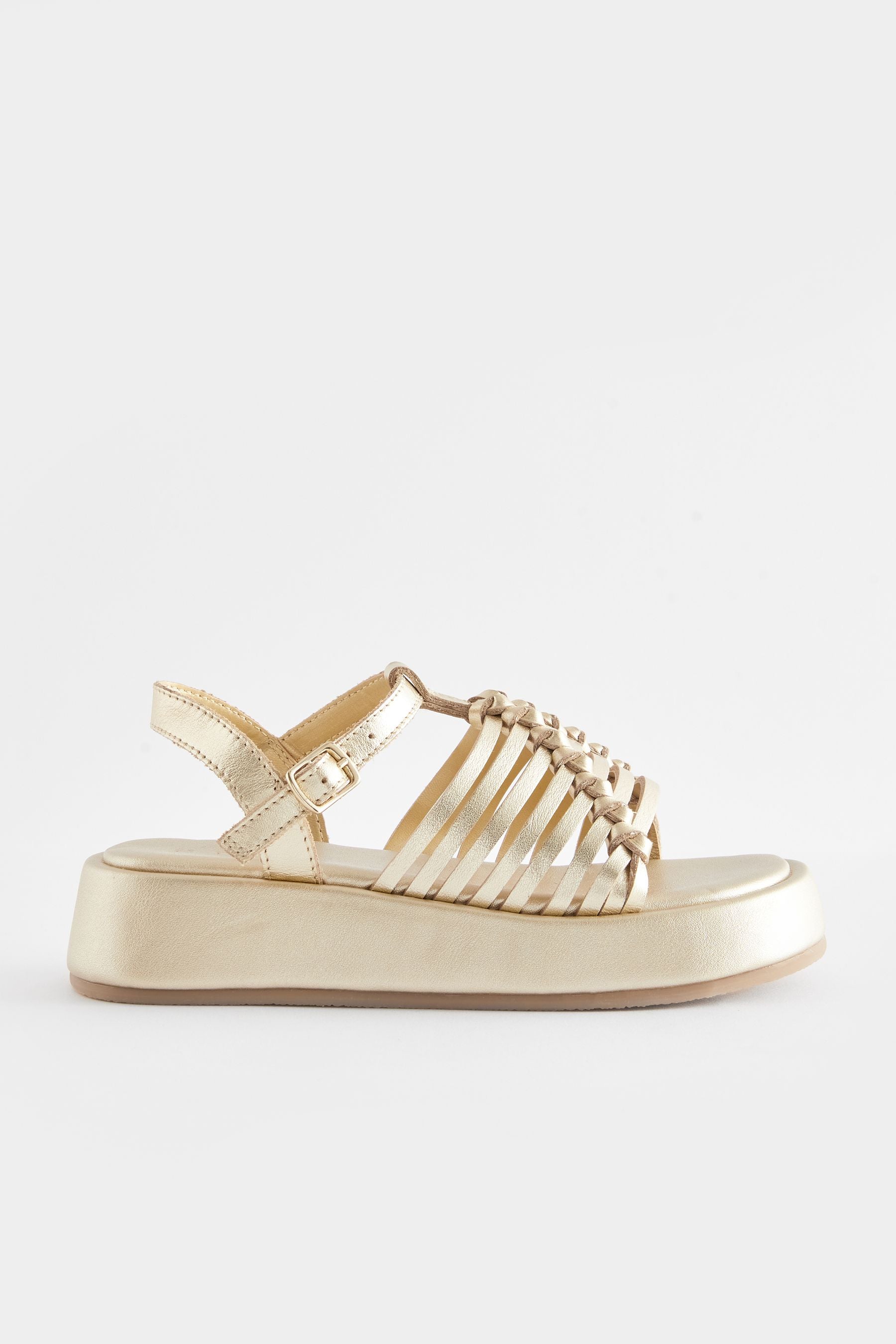 Gold Leather Chunky Gladiator Sandals