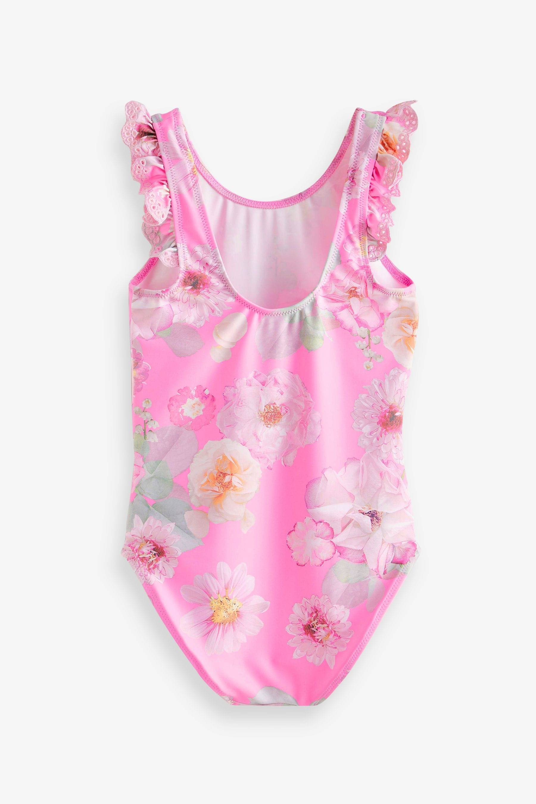 Pink Floral Frill Sleeve Swimsuit (3mths-12yrs)