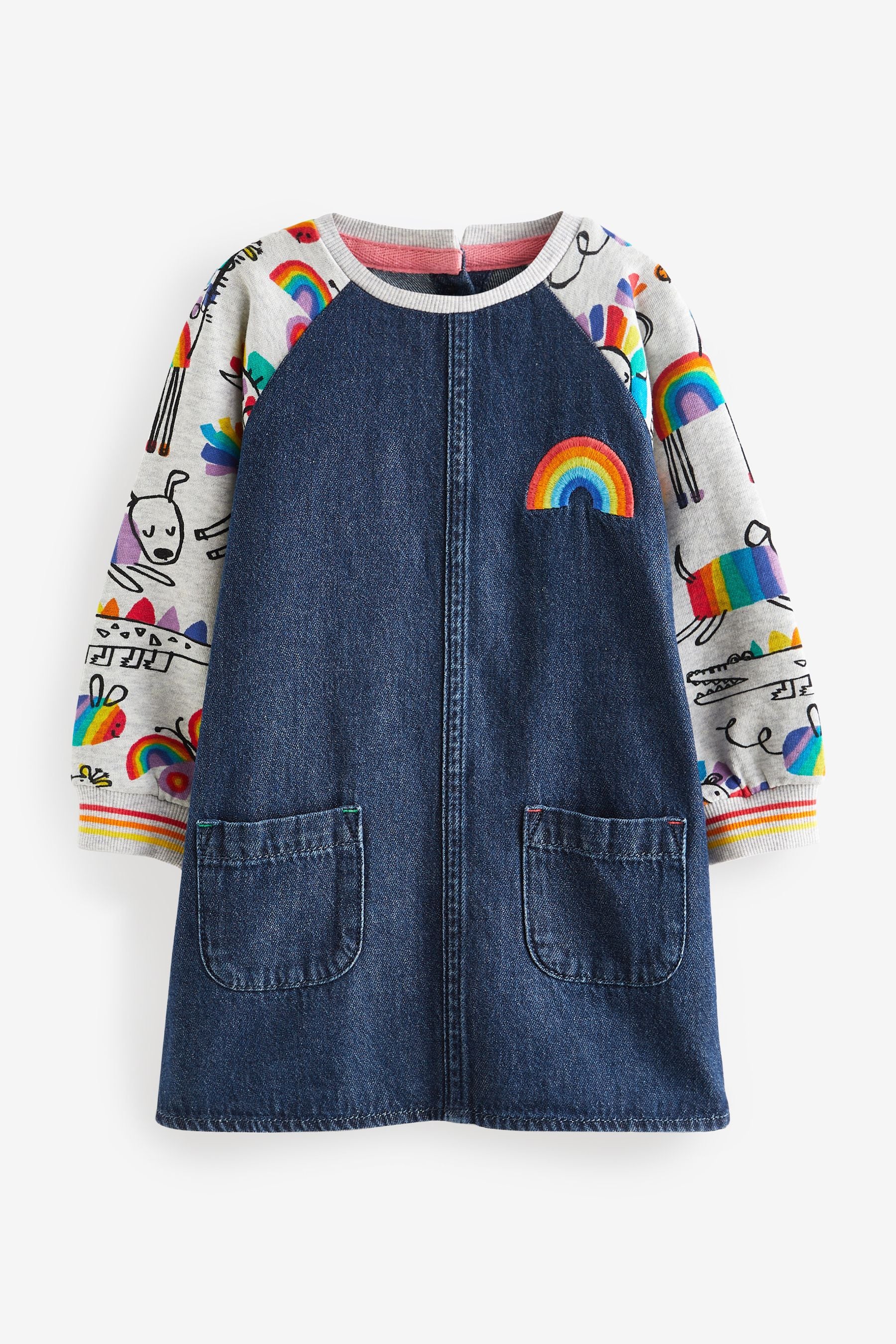 Rainbow Character Print Raglan Denim Dress (3mths-8yrs)