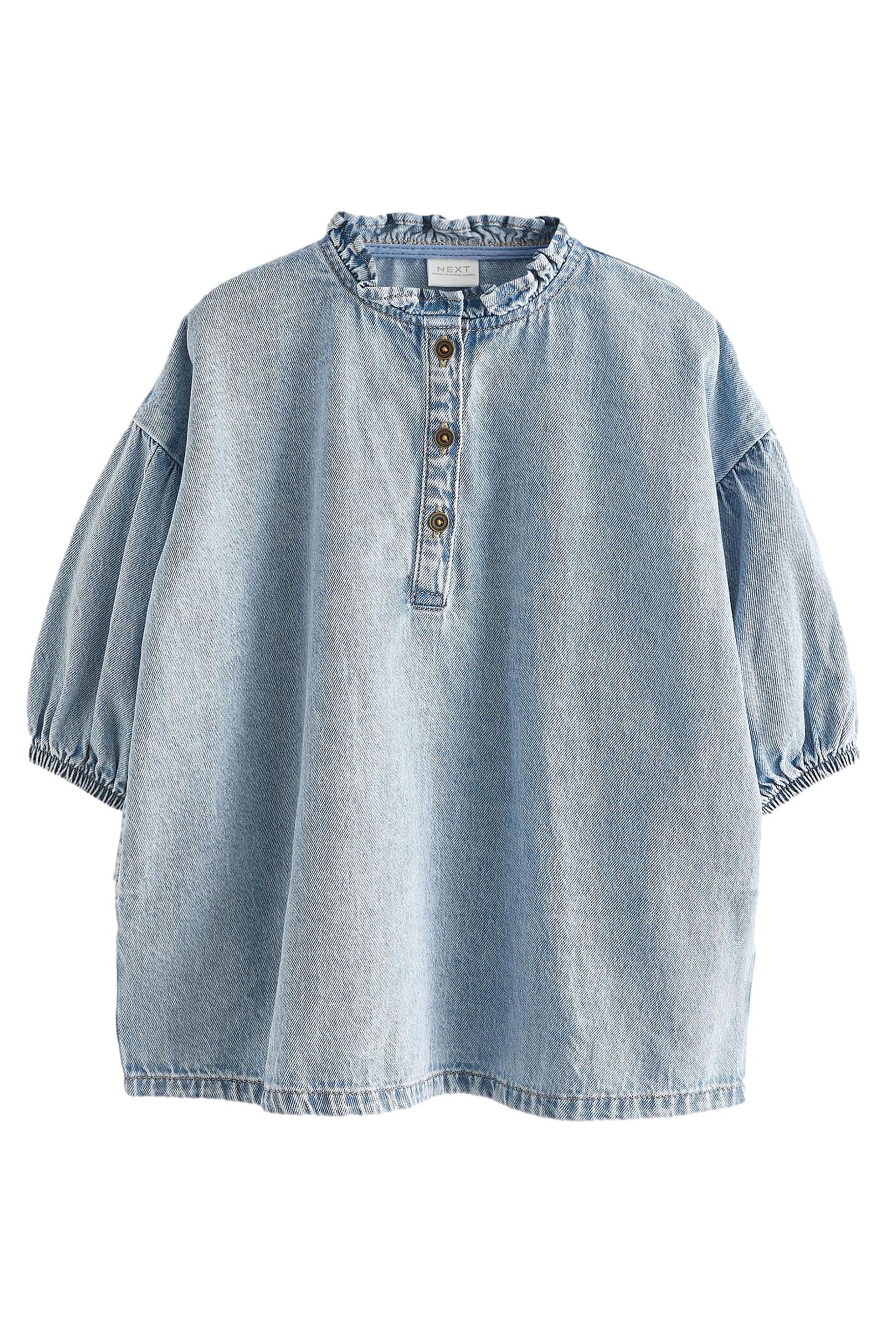 Blue Denim Ruffle Collar Cotton Dress (3mths-8yrs)