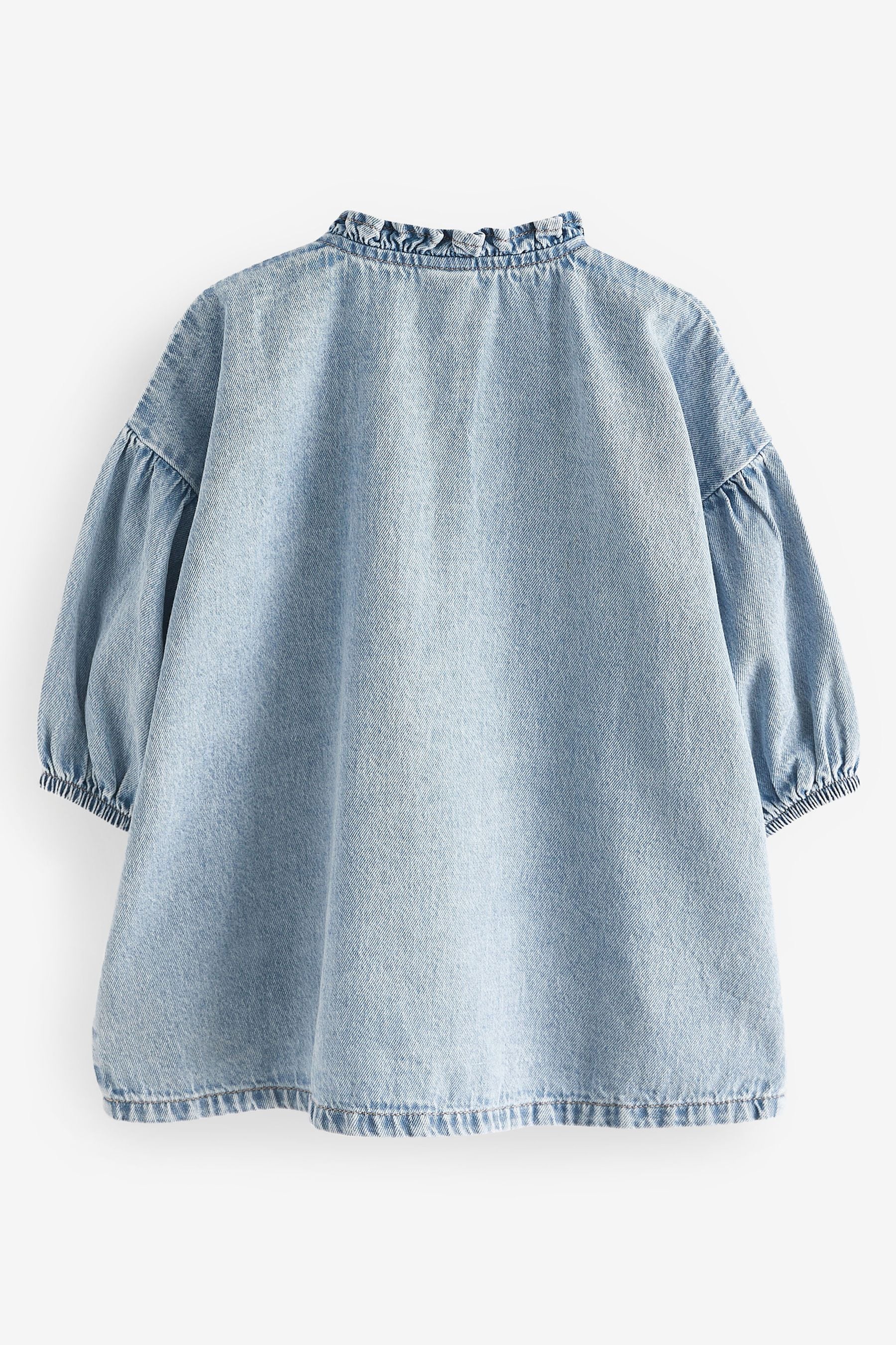 Blue Denim Ruffle Collar Cotton Dress (3mths-8yrs)