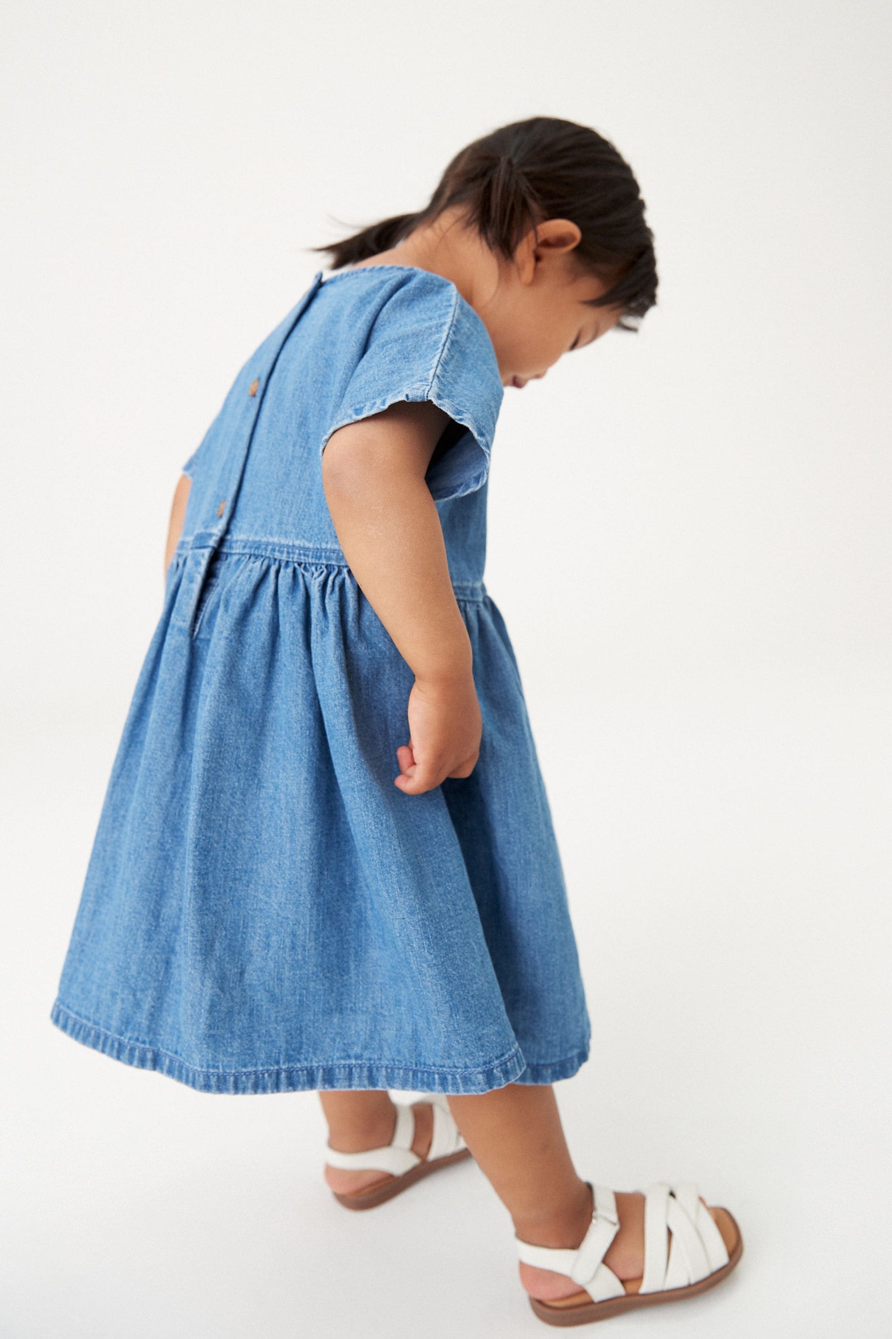 Blue Denim 100% Cotton Embroidered Dress (3mths-8yrs)