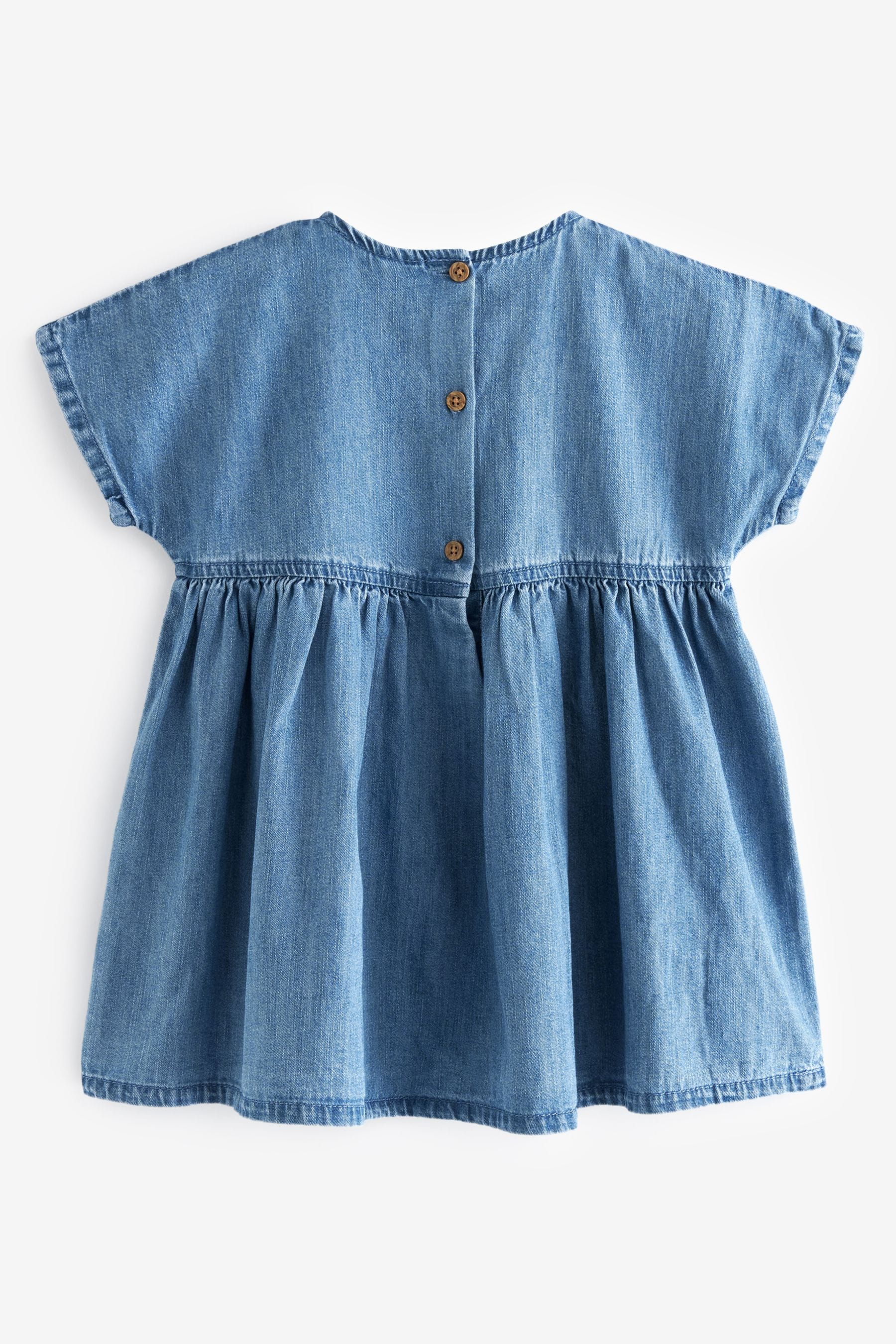 Blue Denim 100% Cotton Embroidered Dress (3mths-8yrs)