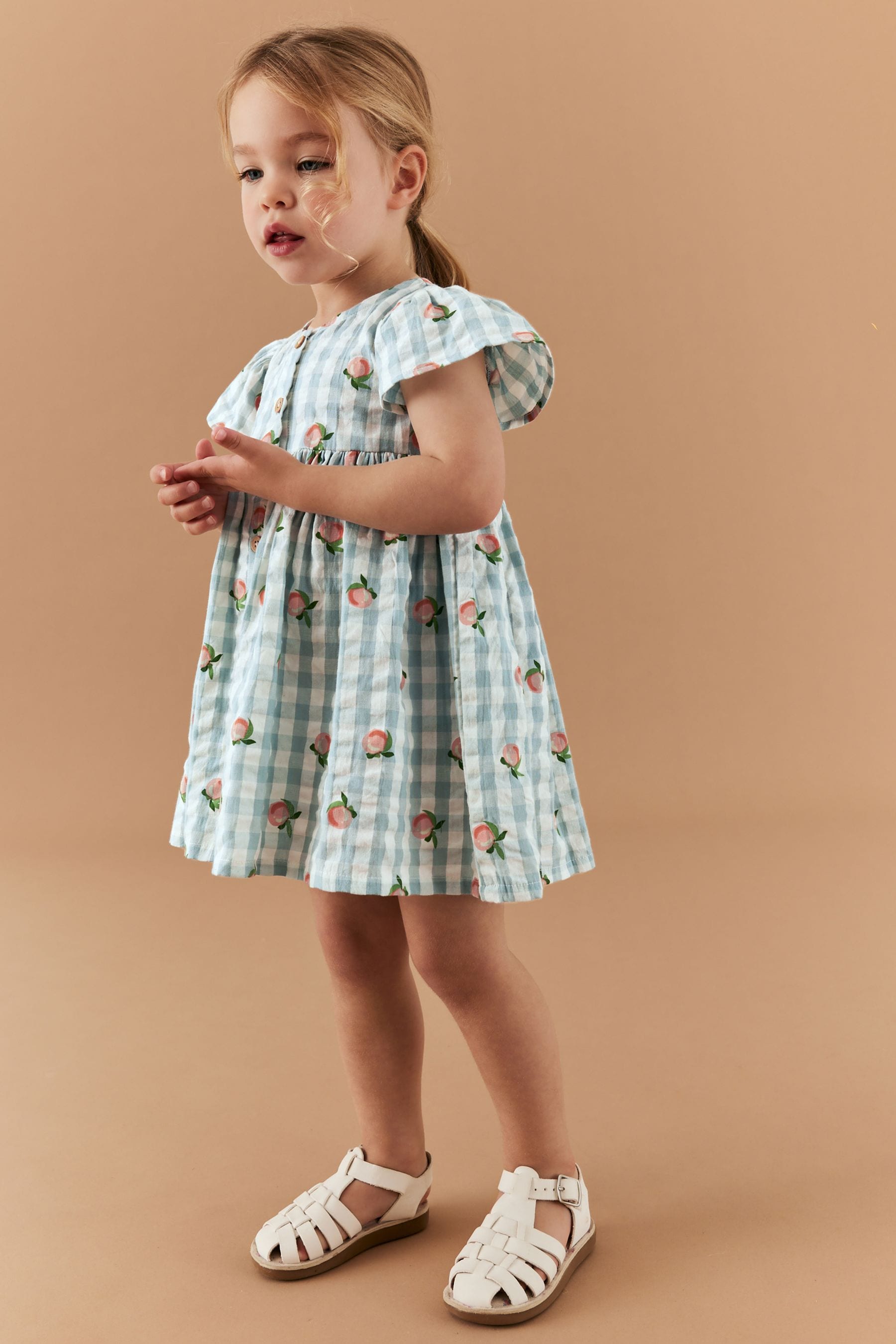 Blue Gingham Button Up 100% Cotton Dress (3mths-8yrs)